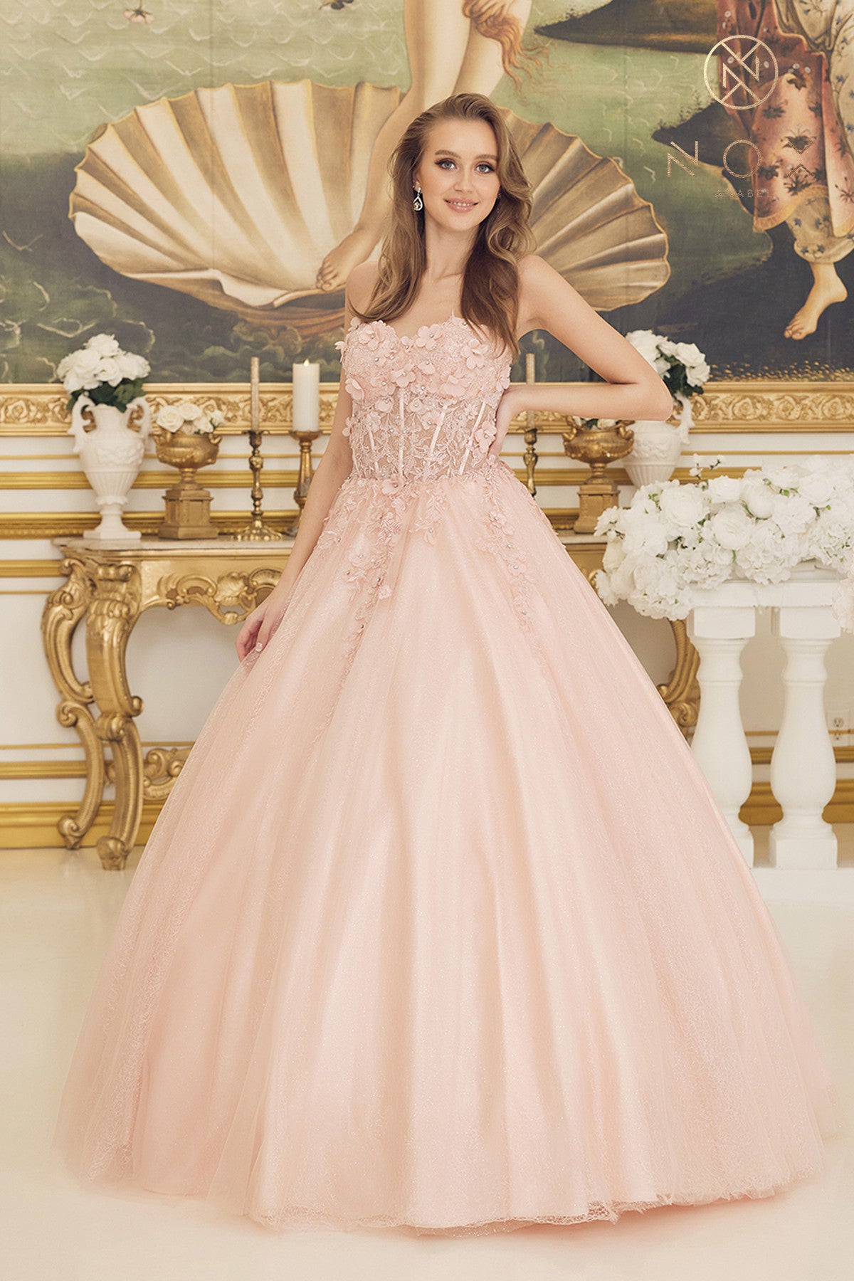 Nox Anabel -CU1192 Floral Strapless Ball Gown