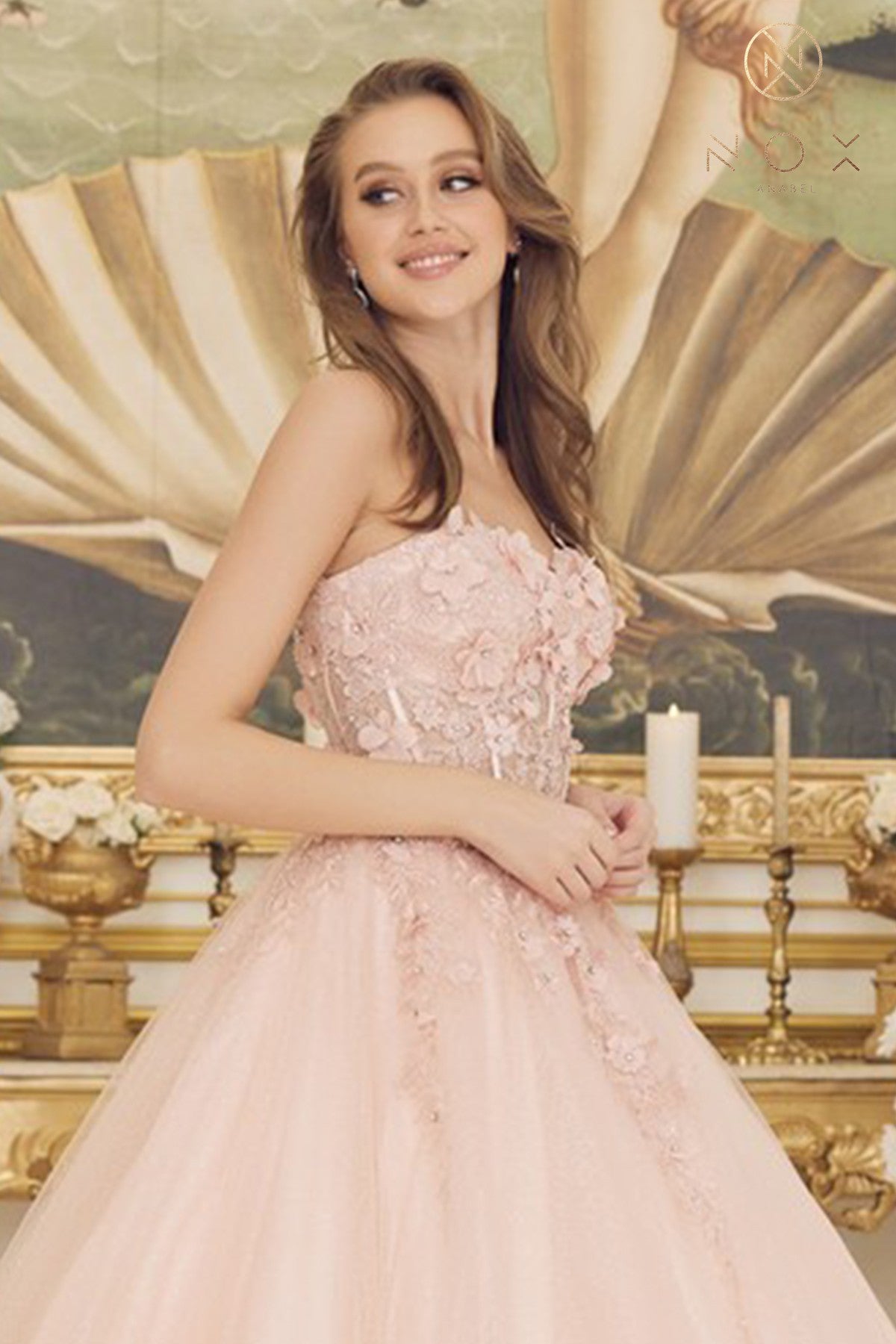 Nox Anabel -CU1192 Floral Strapless Ball Gown