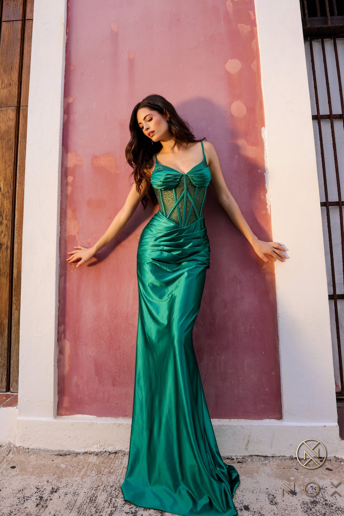 Nox Anabel -E1292 Corset Bodice Satin Mermaid Dress