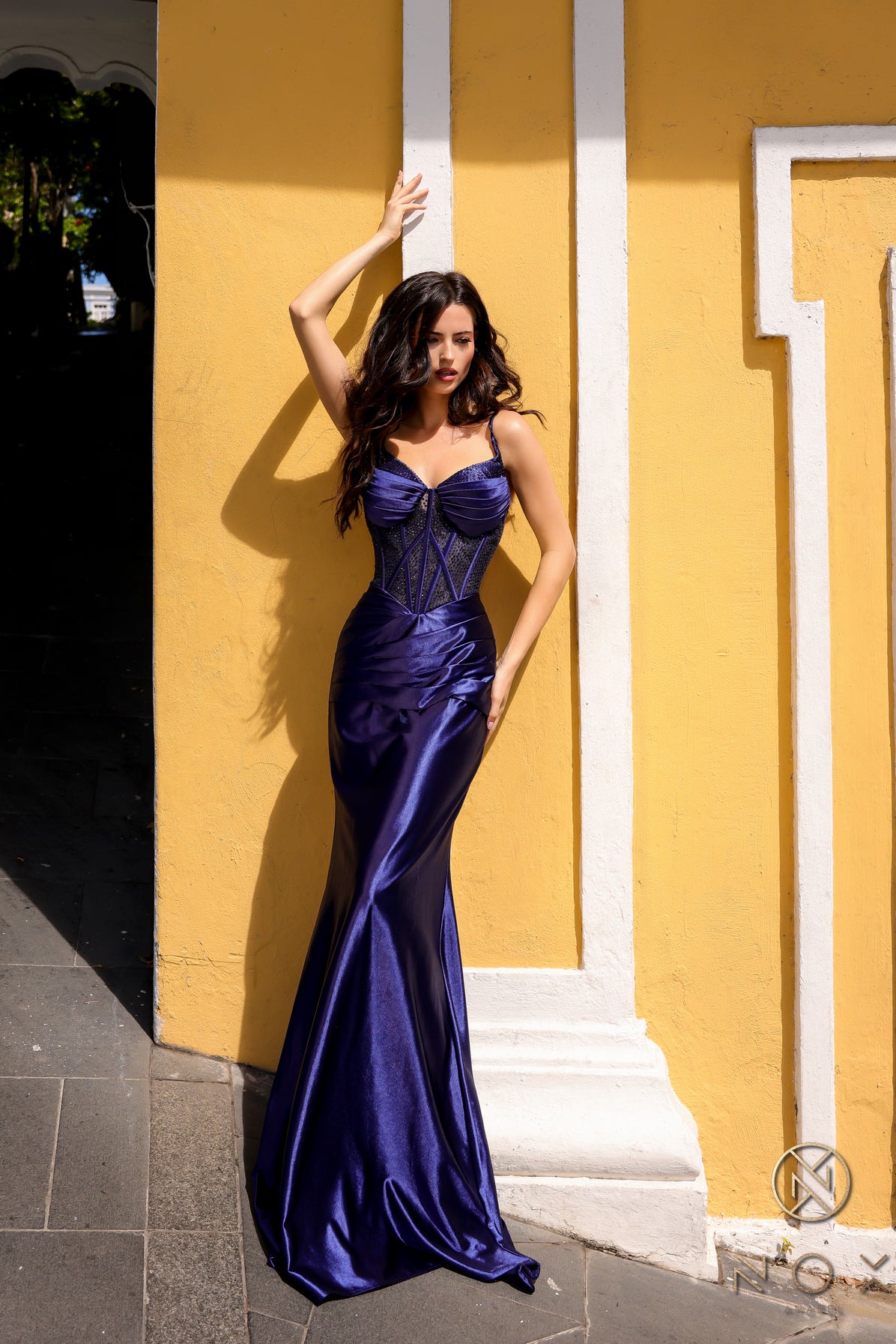 Nox Anabel –E1292 Corset Bodice Satin Mermaid Dress