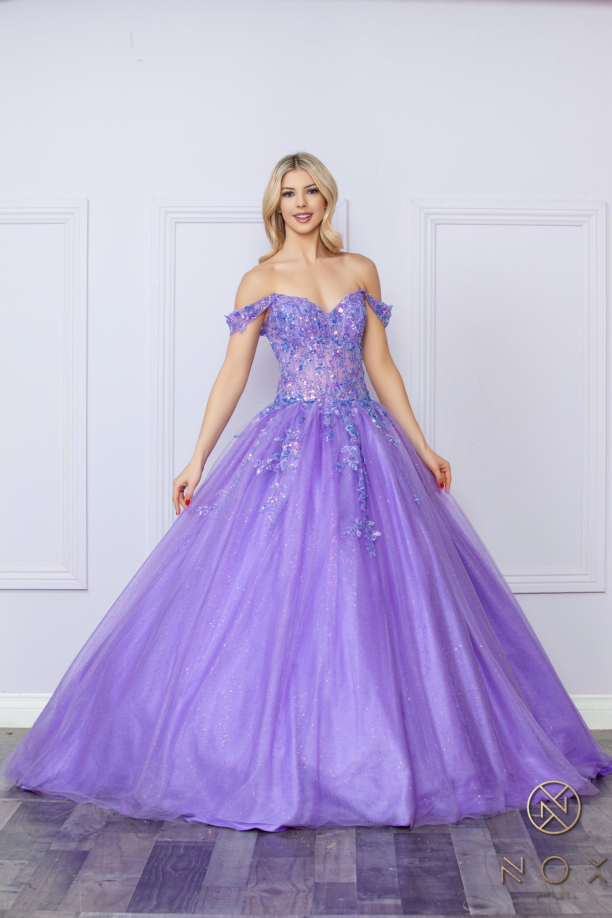 Nox Anabel -H1349 Sweetheart Neck Off-Shoulder Corset Prom Ballgown