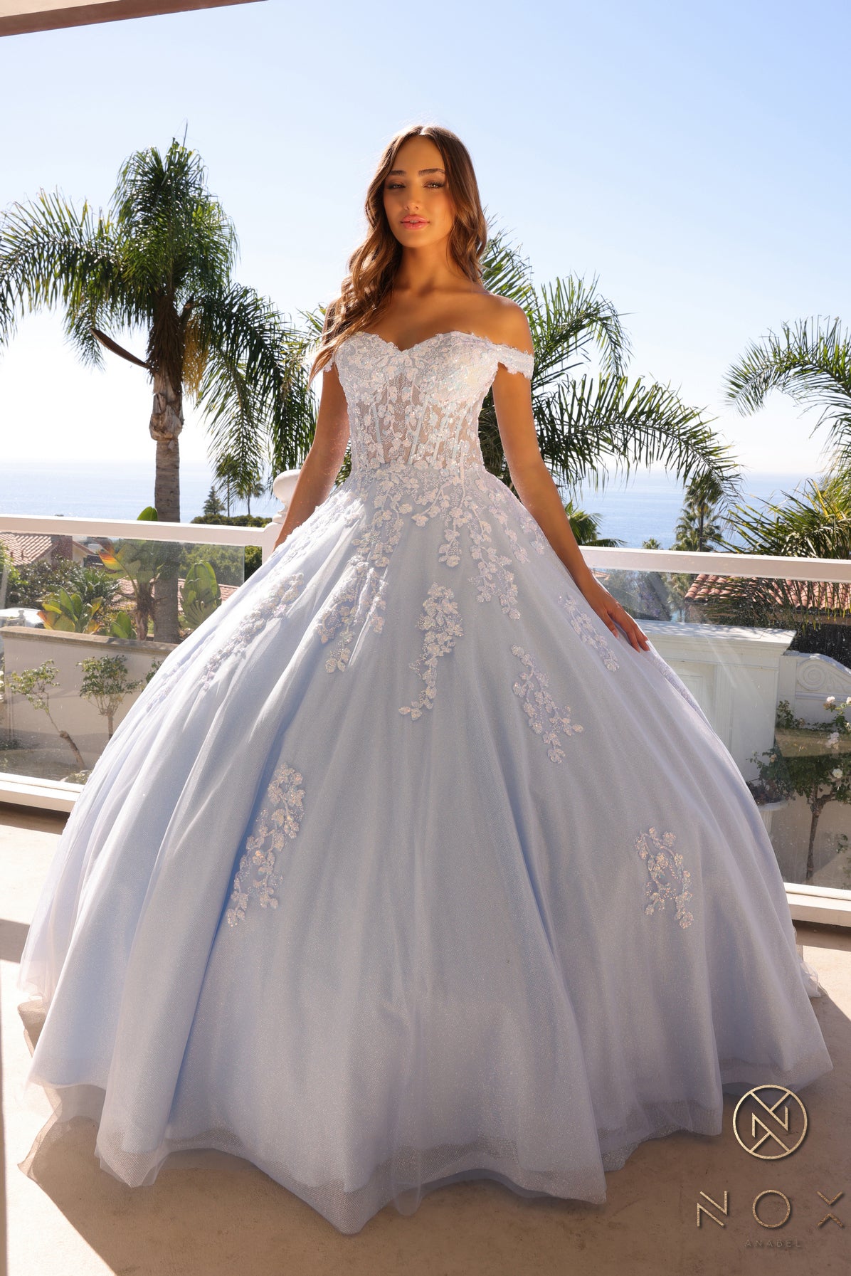 Nox Anabel -H1352 Corset Off-Shoulder Quinceanera Ballgown