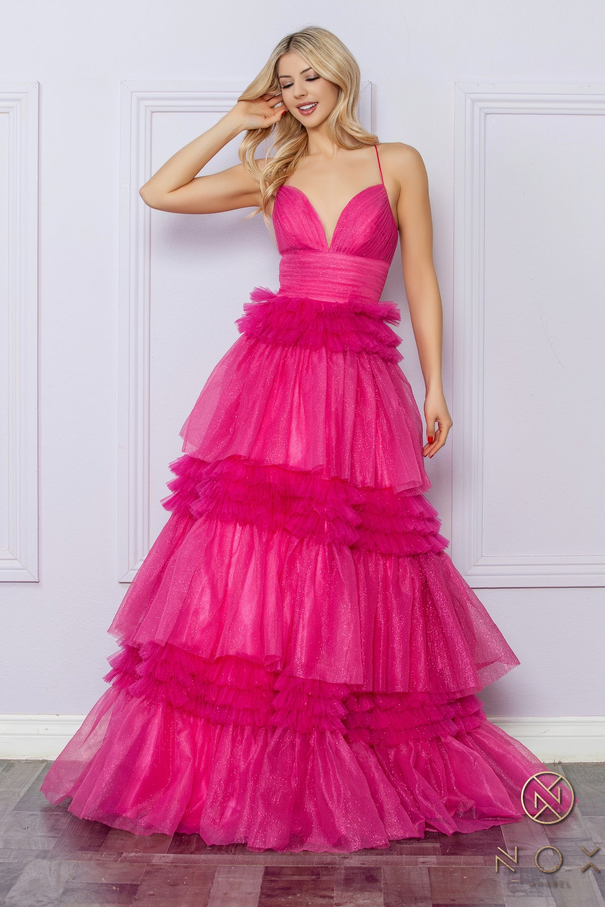 Nox Anabel -R1316 Sleeveless Layered Tulle Prom Gown