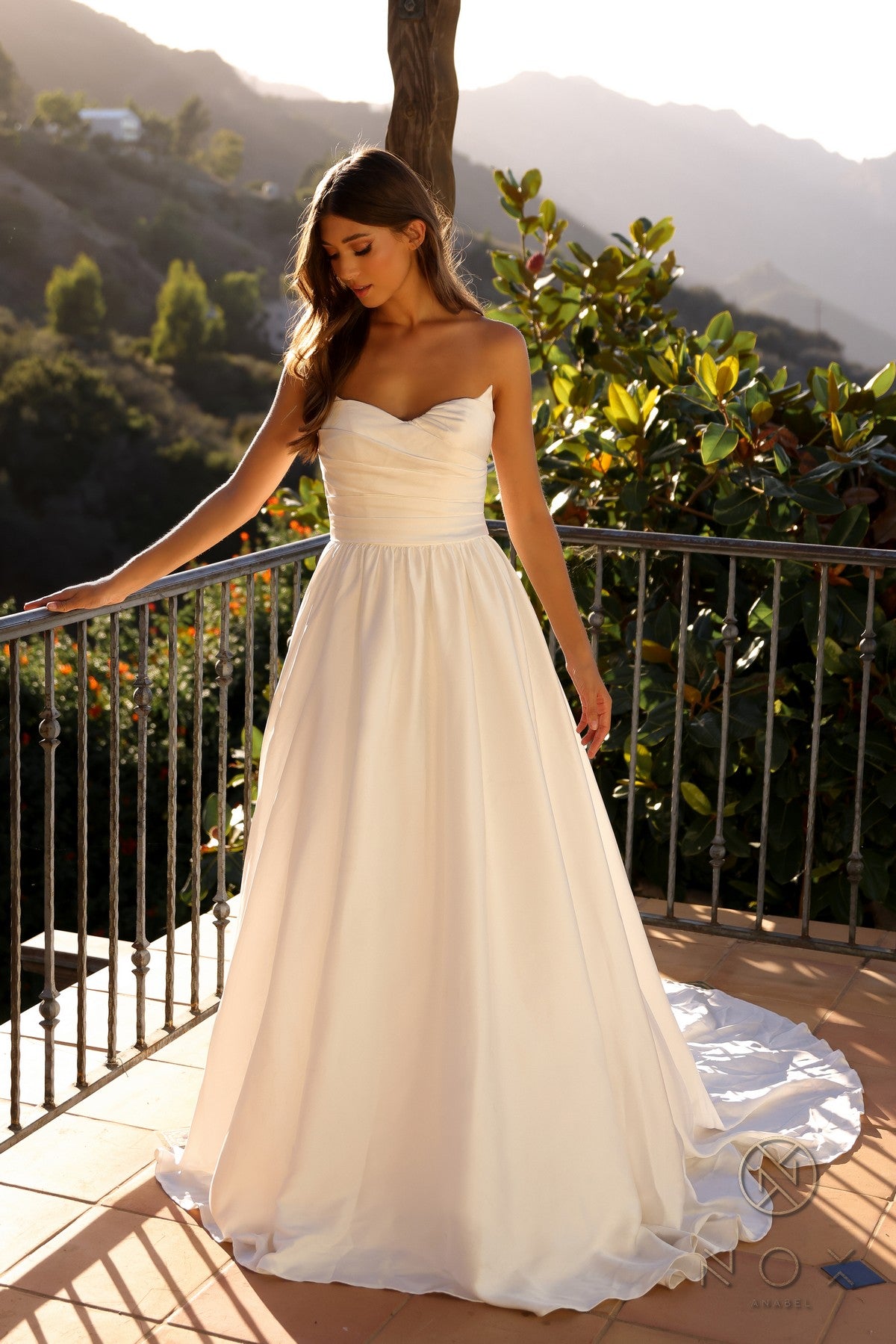 Nox Anabel -JE1002 Strapless V-Neck Wedding Gown