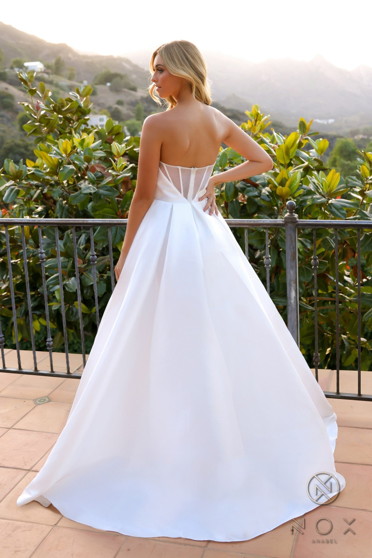 Nox Anabel -JE988 Strapless Scoop Wedding Slit Gown