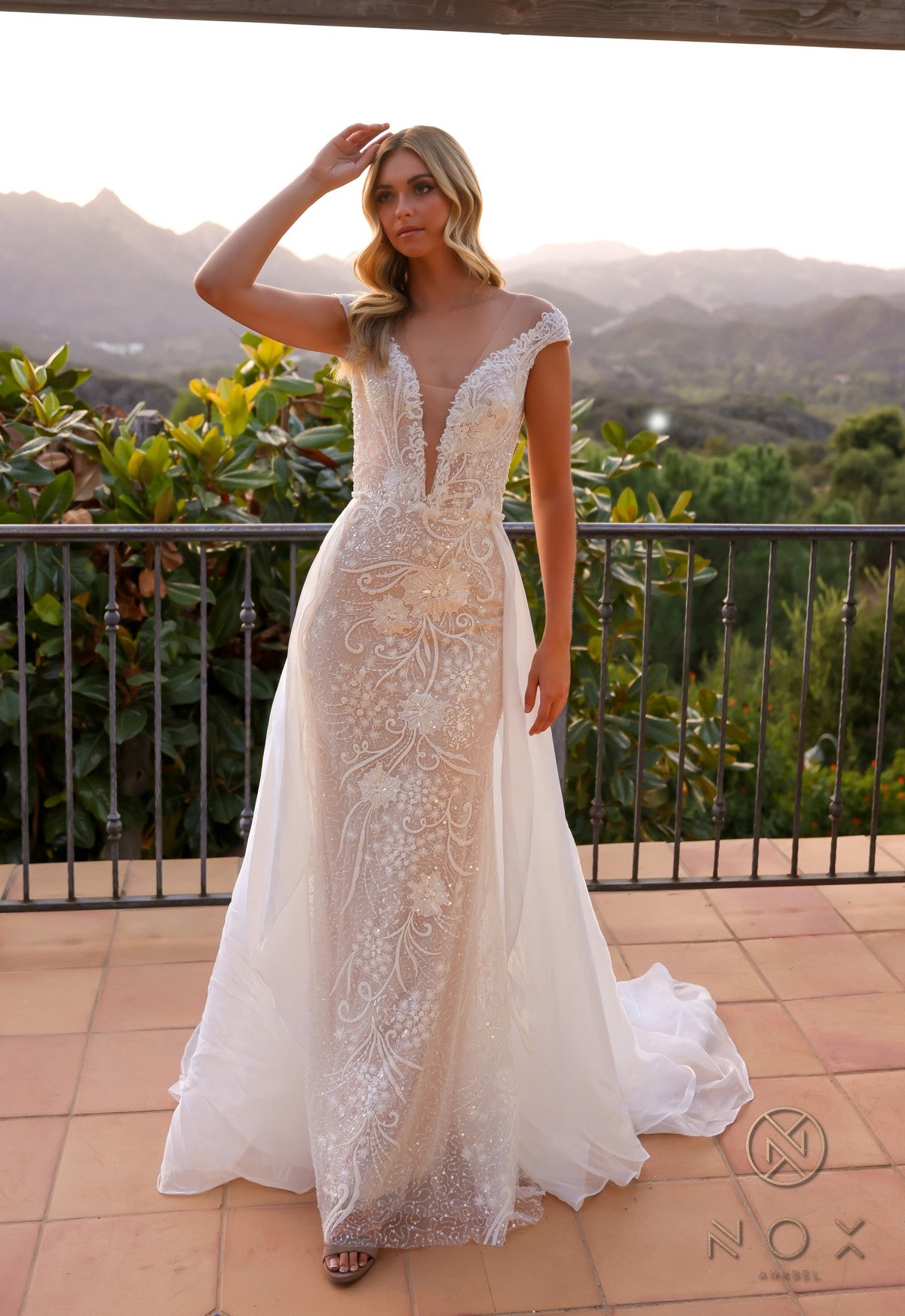 Nox Anabel -JE995L Sheath Off-Shoulder Wedding Gown