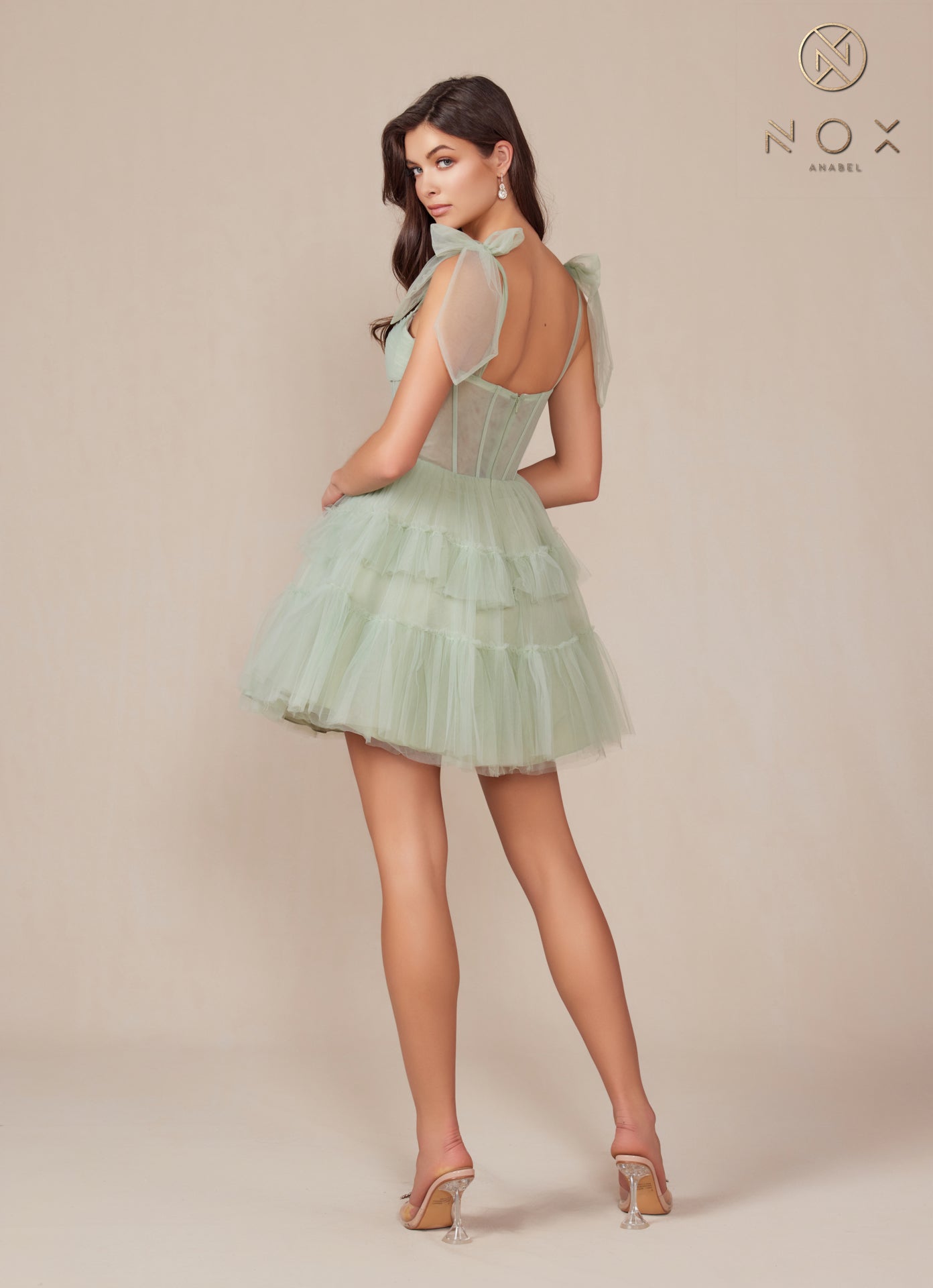 Nox Anabel -Y858 Sweetheart Tiered A-Line Short Dress