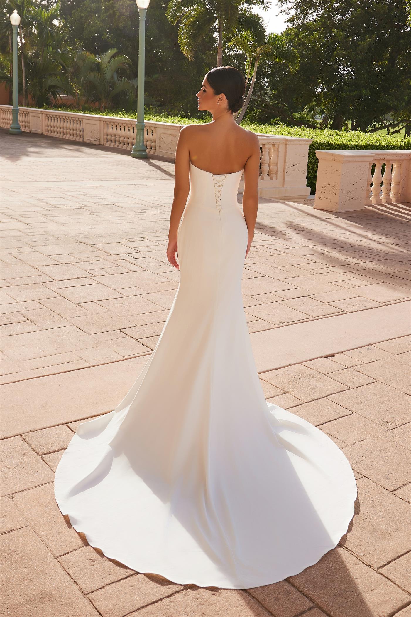 Nox Anabel -JW1031 Strapless Pleated Simple Bridal Sheath Dress