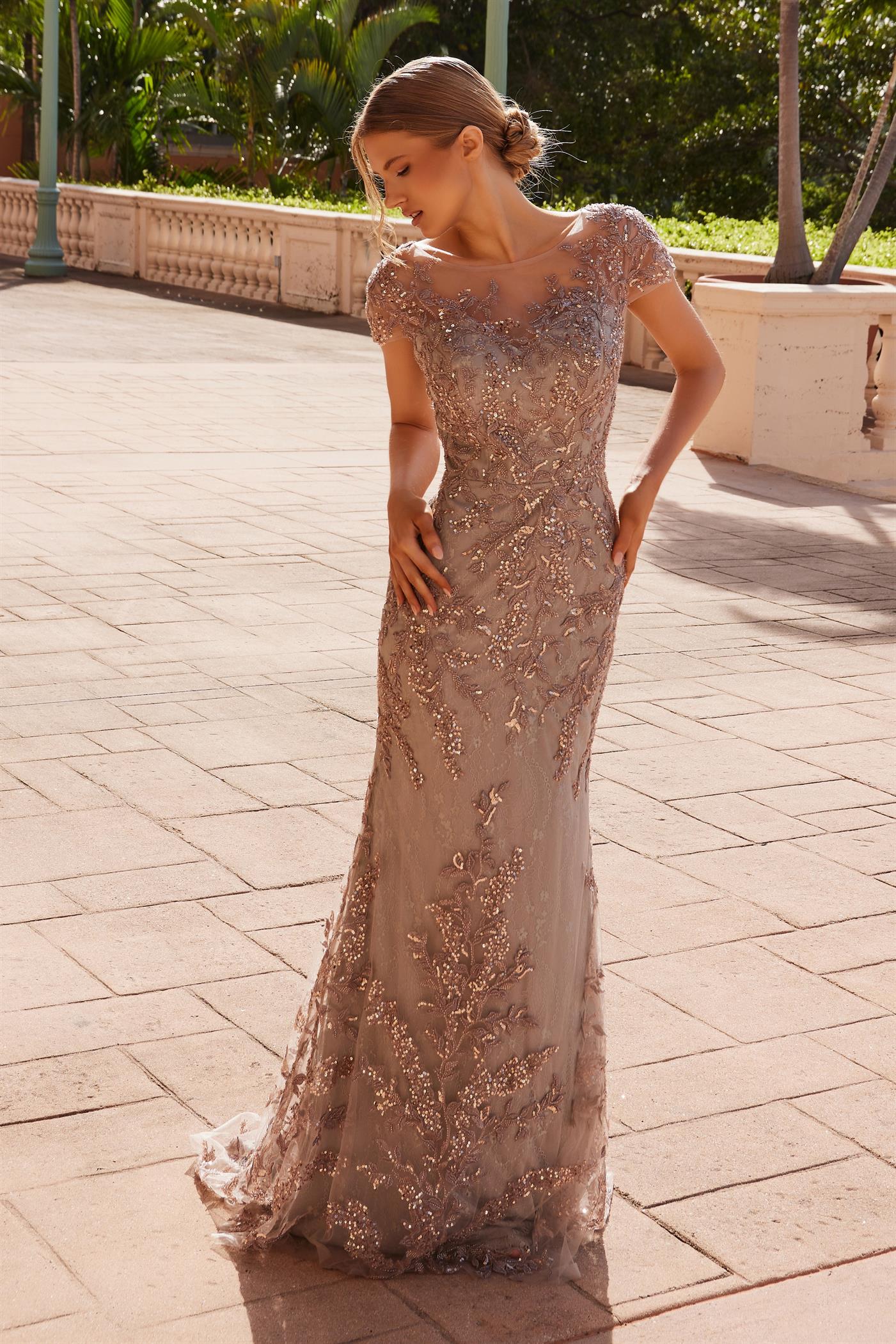 taupe beaded dress Mermaid Formal Dresses Beaded Evening Dresses Blue / US12