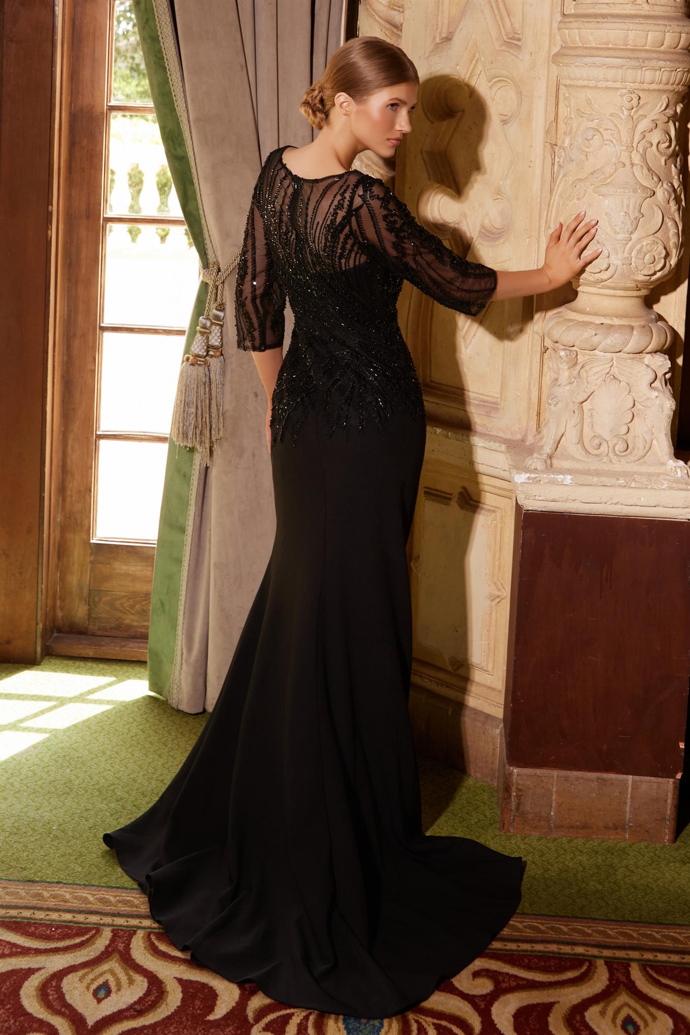 Clearance Sale Nox Anabel -MH137CL Embellished Beaded Tulle Satin Sheath Dress