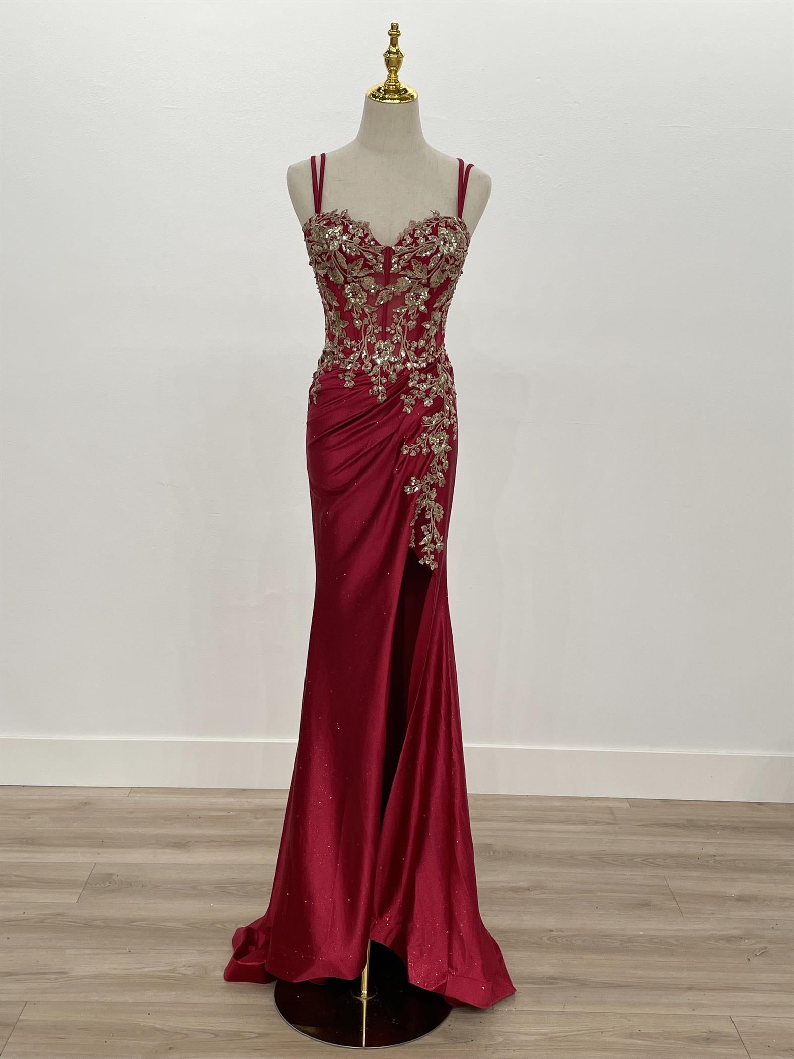 Clearance Sale Nox Anabel -C1613 Floral Applique Satin Sheath Dress