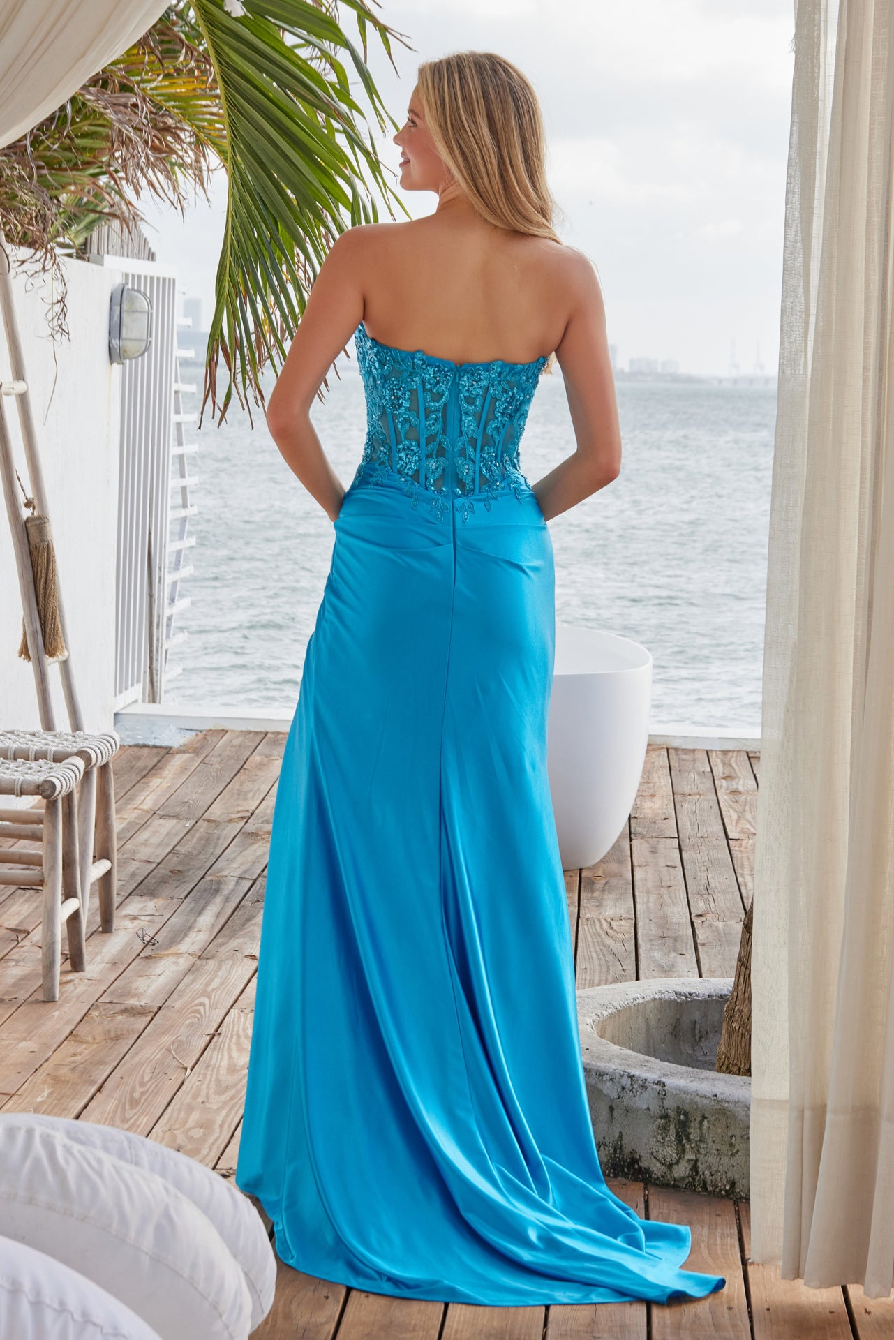Nox Anabel -R1690 Strapless Embroidered Prom Sheath Dress