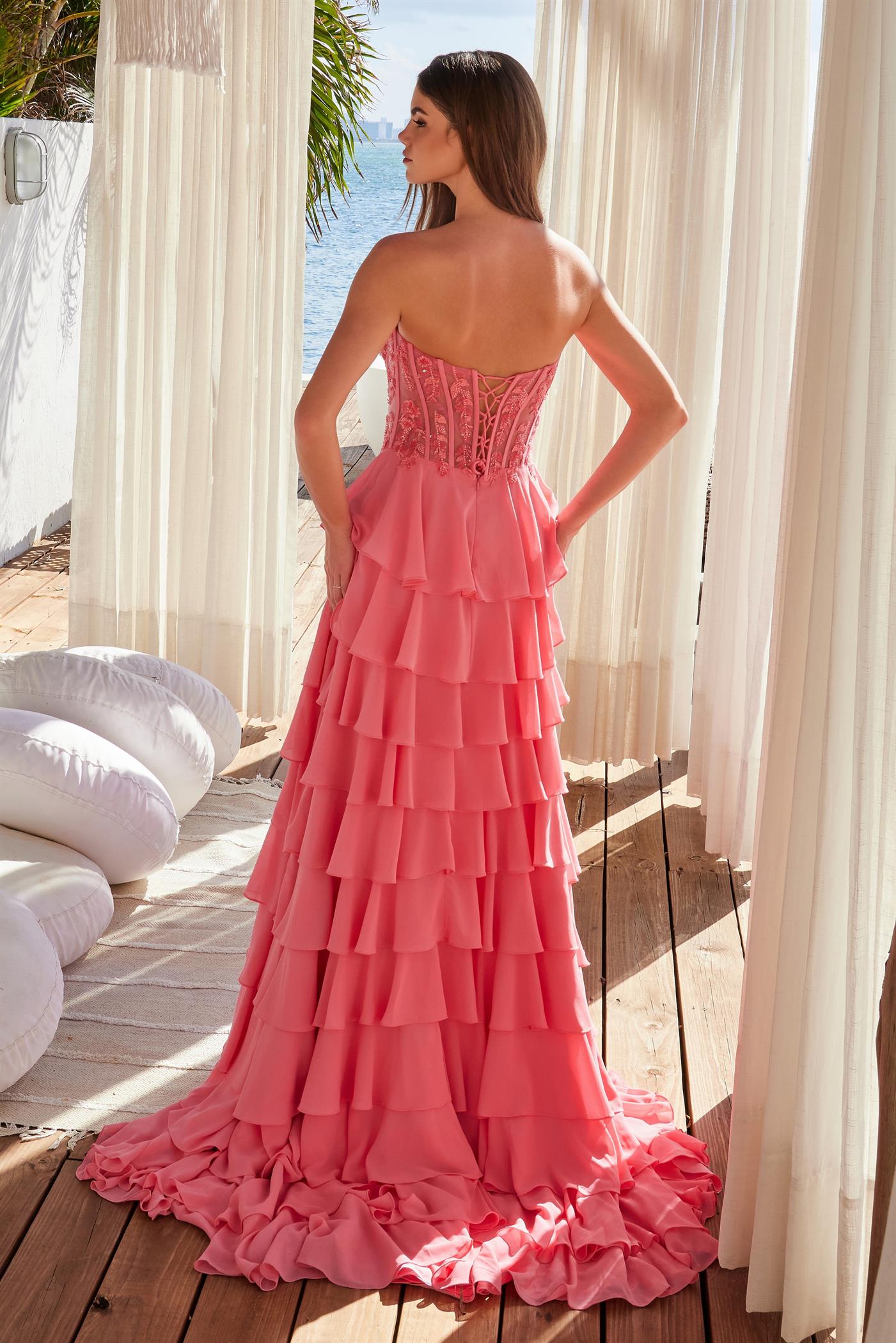 Nox Anabel -Y1551 Ruffled Layered tulle Prom Gown