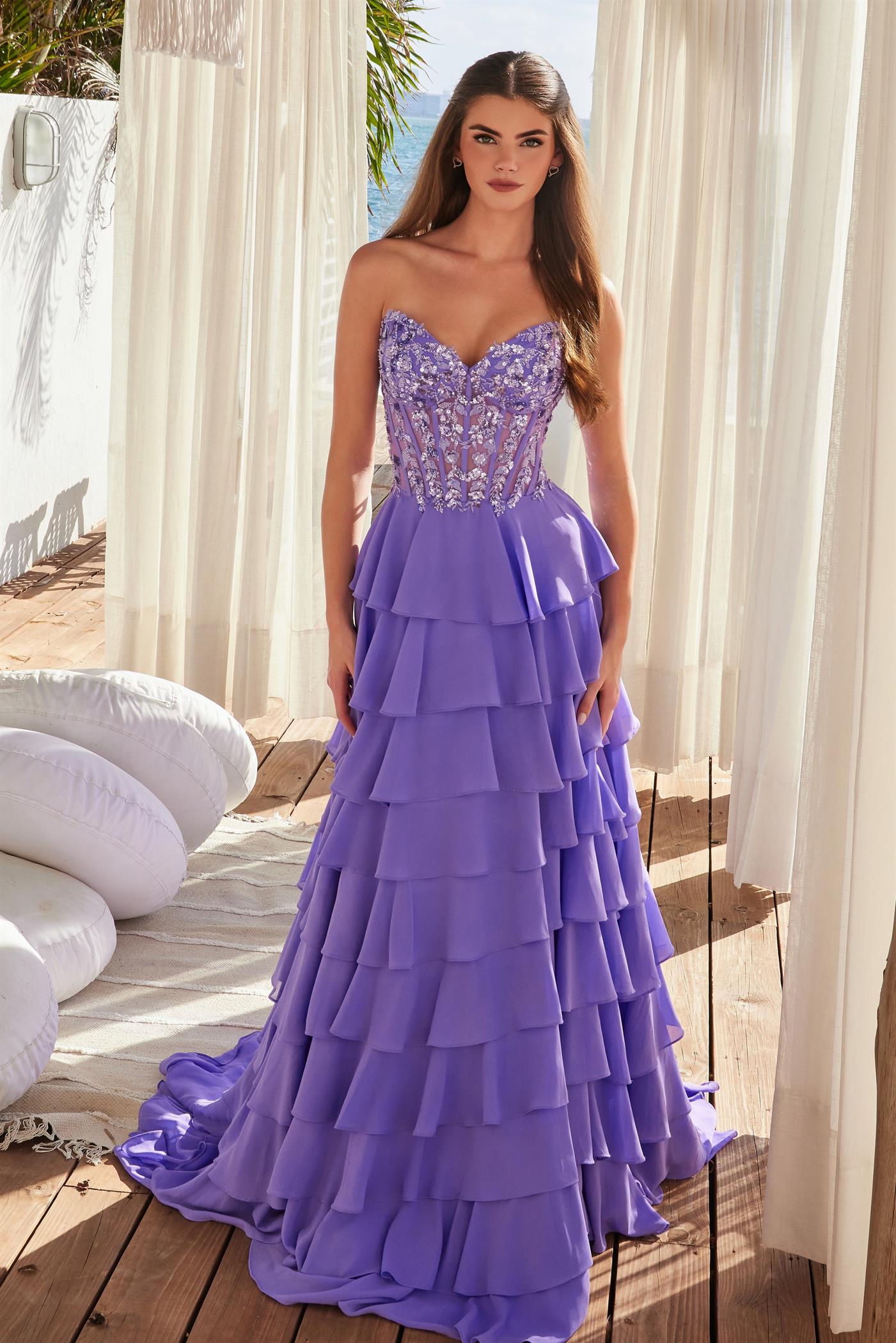 Nox Anabel -Y1551 Ruffled Layered tulle Prom Gown