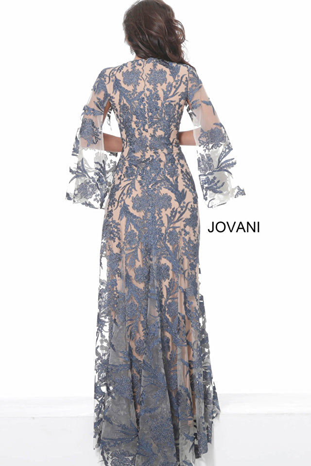 V-Neck Lace Sheath Gown By Jovani -00752B