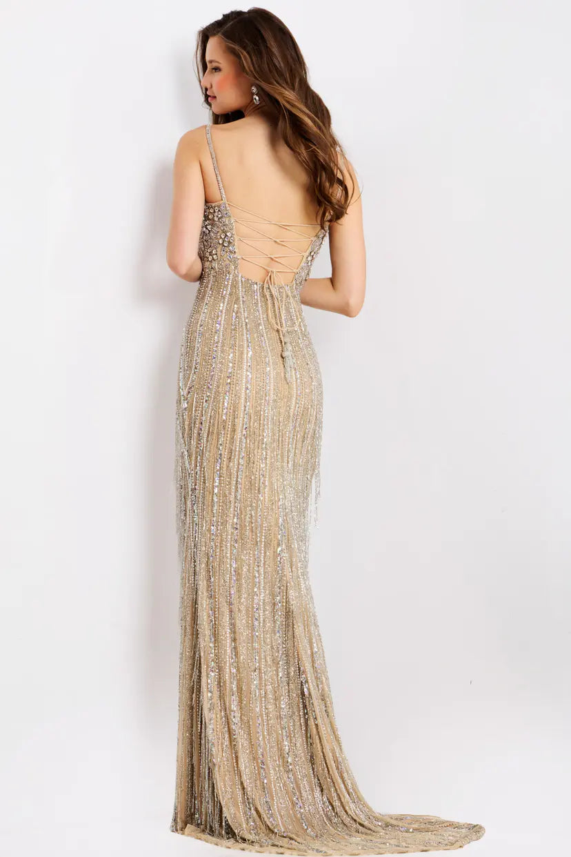 Jovani -48548 Beaded Sweetheart Sheath Long Gown