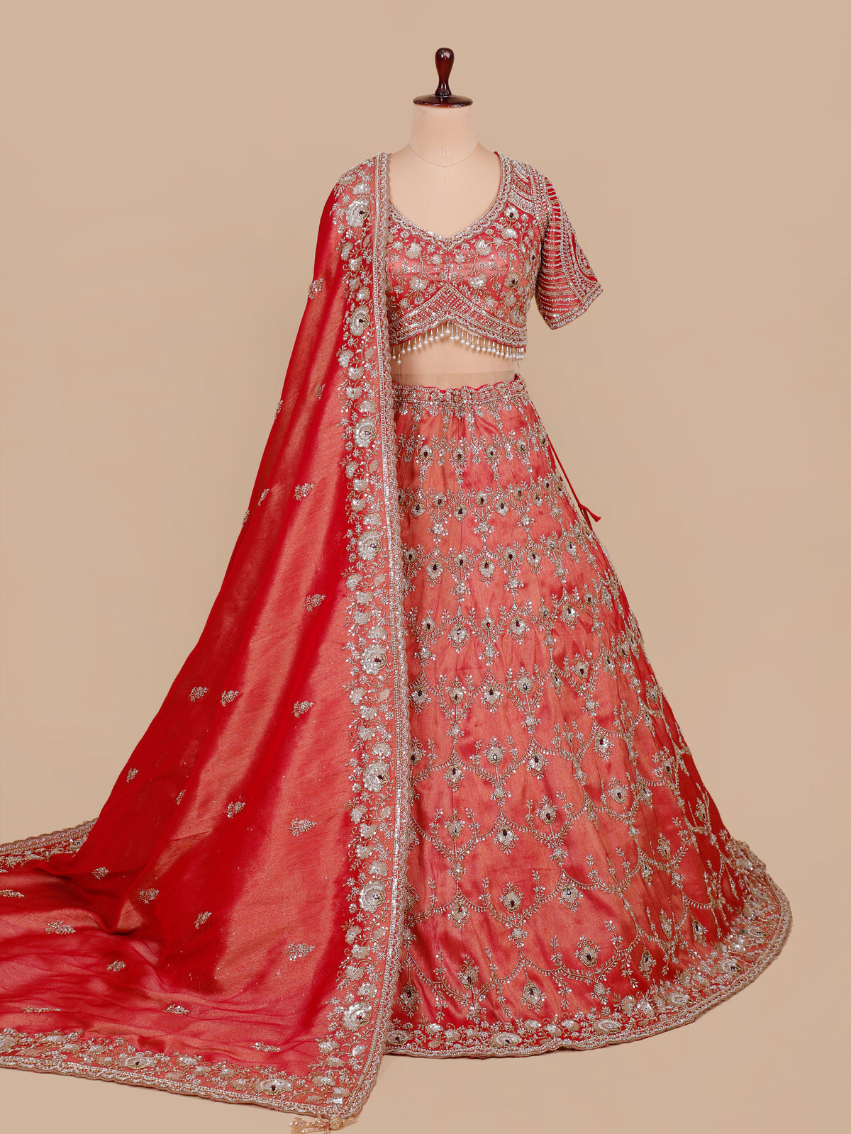 MyFashion KLS-2568 Hot pink Noor-e-Zevar Giraffe Weave Lehenga