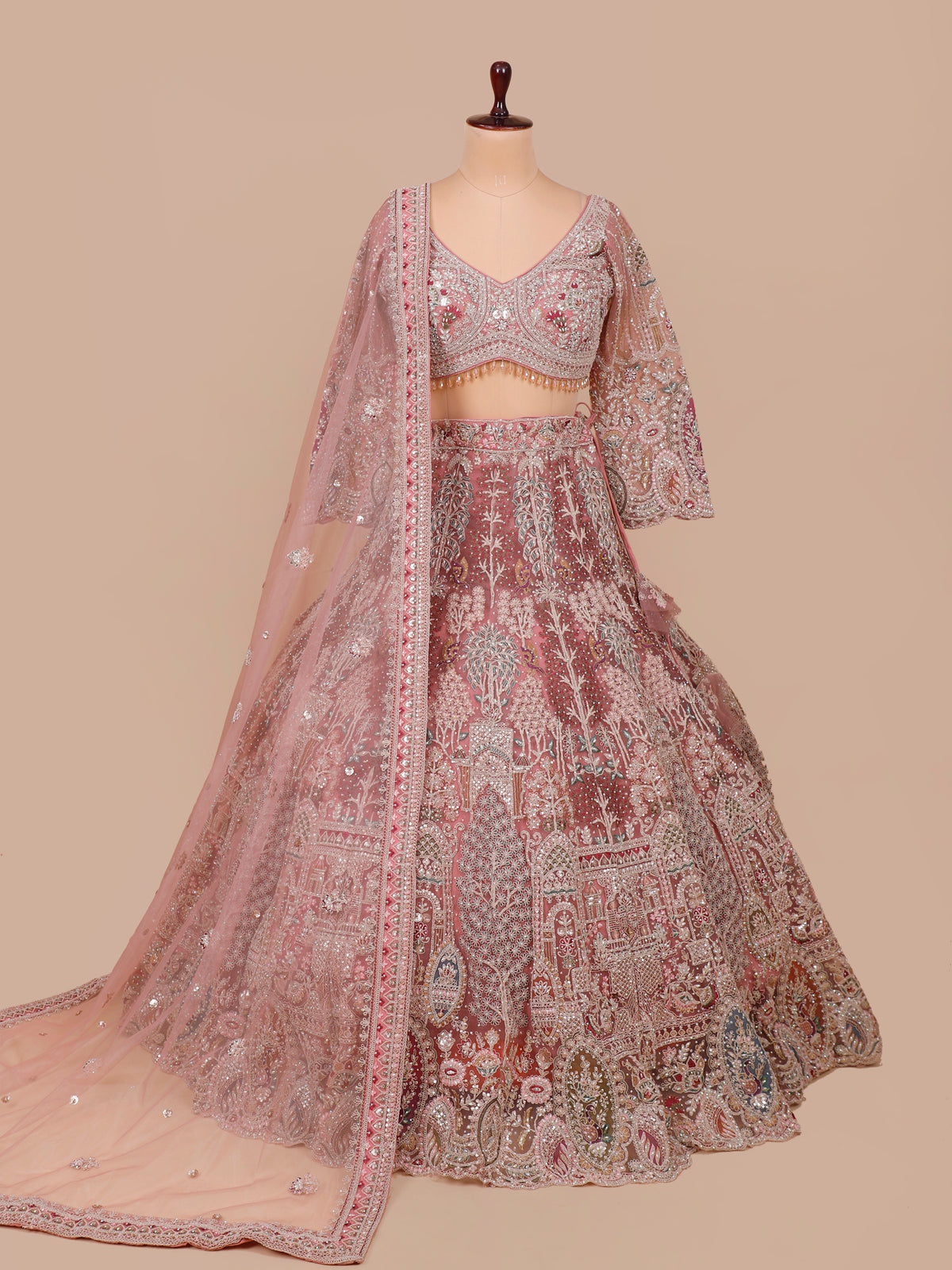MyFashion KLS-2499 Pink Meherbaan Sparkle Net Lehenga