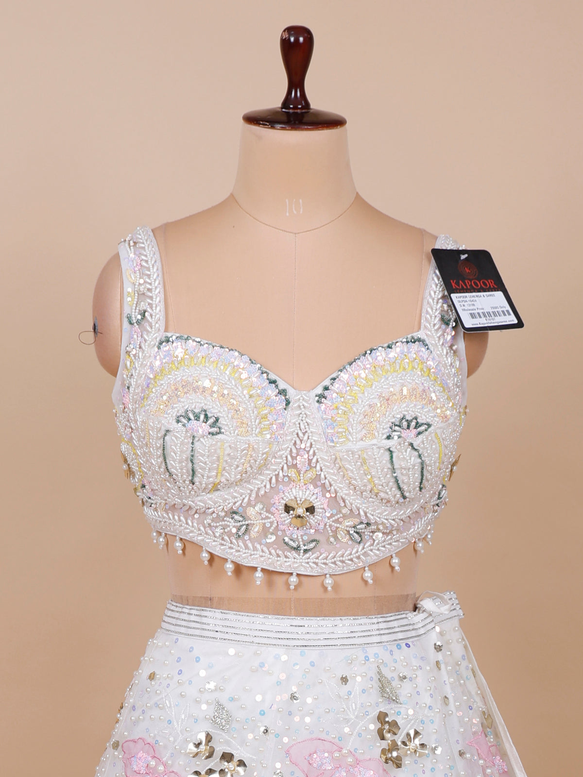 MyFashion KLS-2380 Noor-e-Chand Hand-Embellished White Net Lehenga
