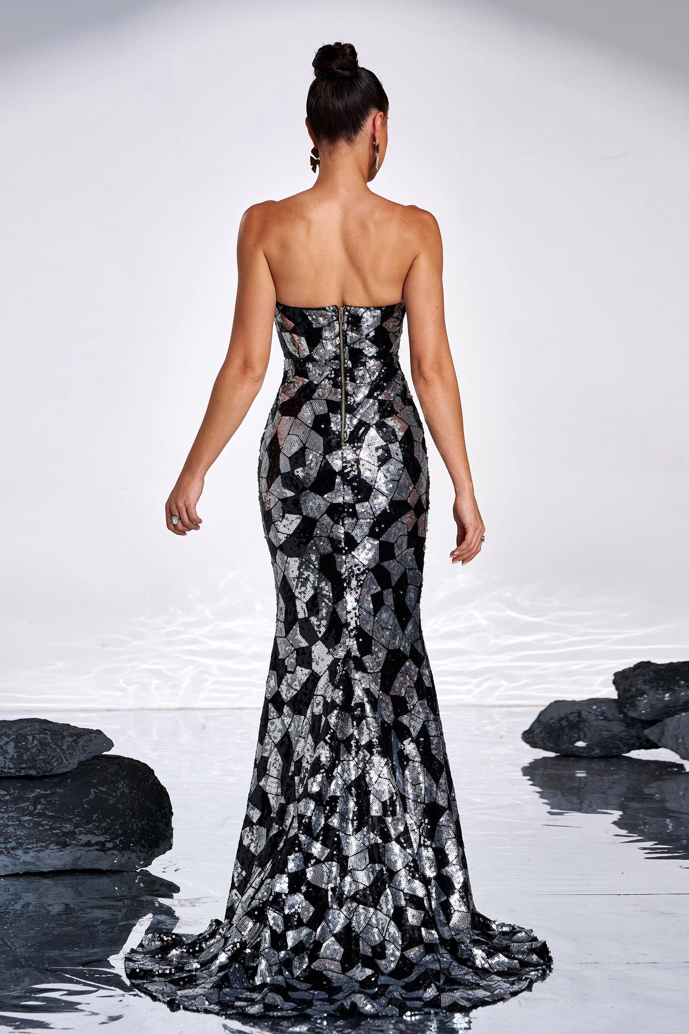 Azina -FT20131 Strapless Sequin Evening Party Dress
