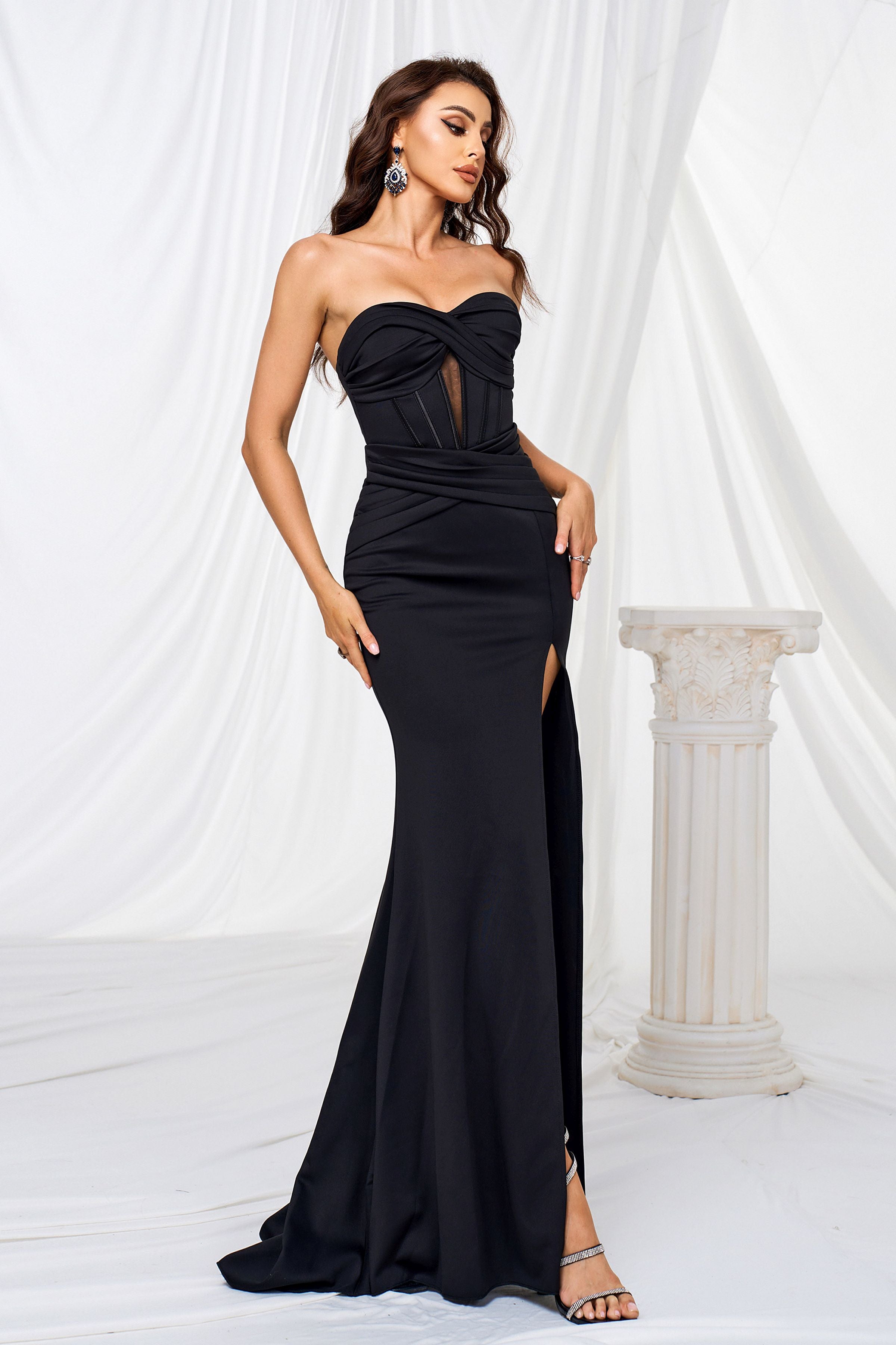 Azina -GM90016 Off-neck Long Hem Evening Dress