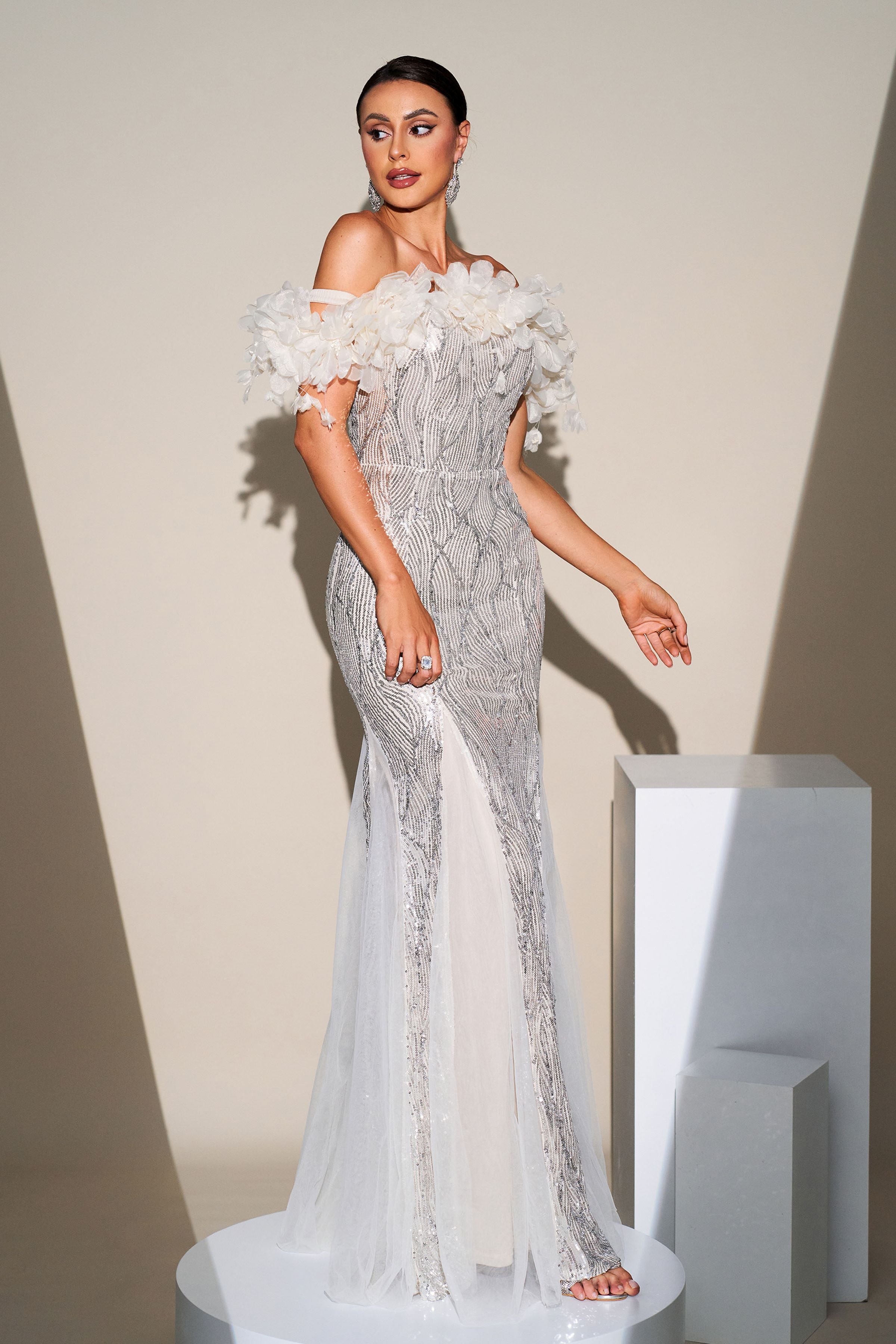 Azina -RJ11867 Floral Strapless Mermaid Gown