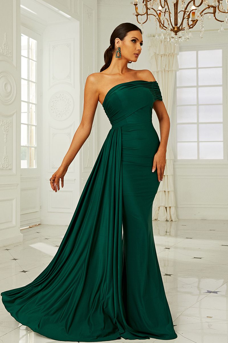 Azina -XH2158 Fitted Ruched Satin Strapless Gown