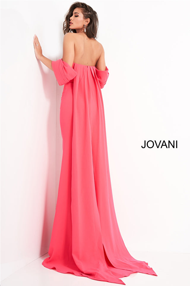 Off The Shoulder Crepe Evening Dress By Jovani -04350