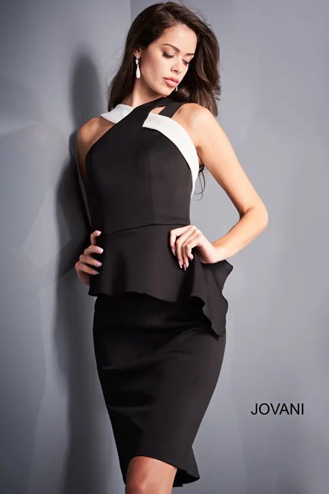 Jovani -04409 Knee Length Halter Cocktail Dress