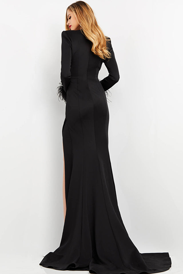 V Neck High Slit Dress By Jovani -04501B