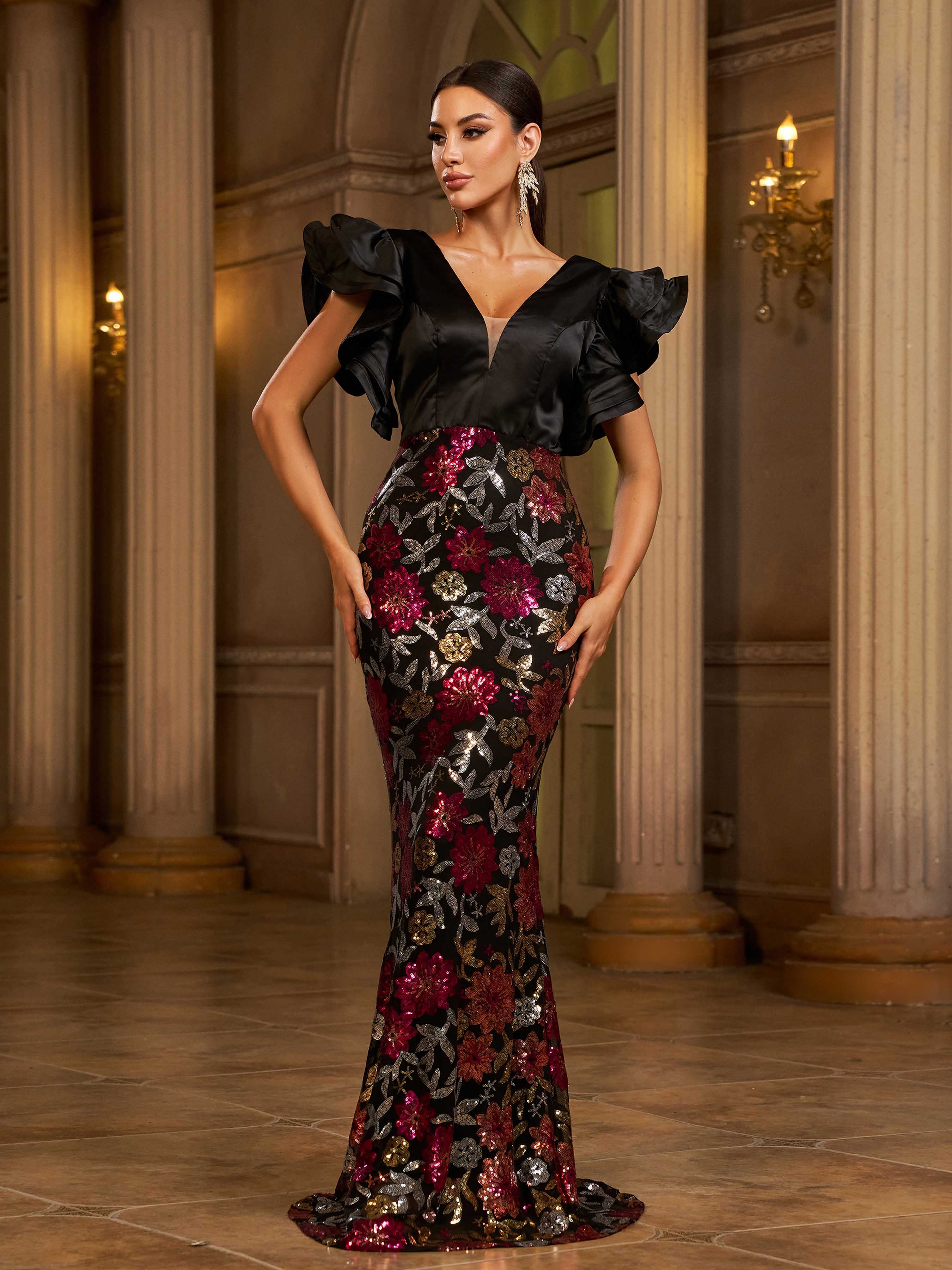 Azina -RX70115 Plung A-line Long Gown