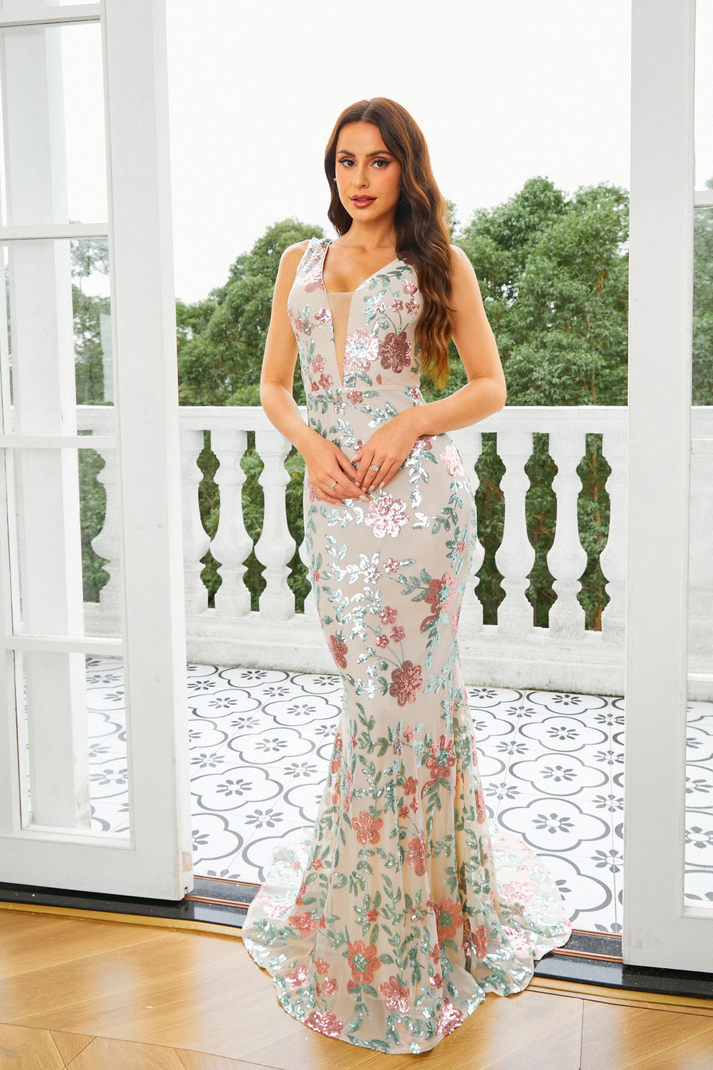 Azina -RJ10790 Floral Mermaid Long Prom Dress