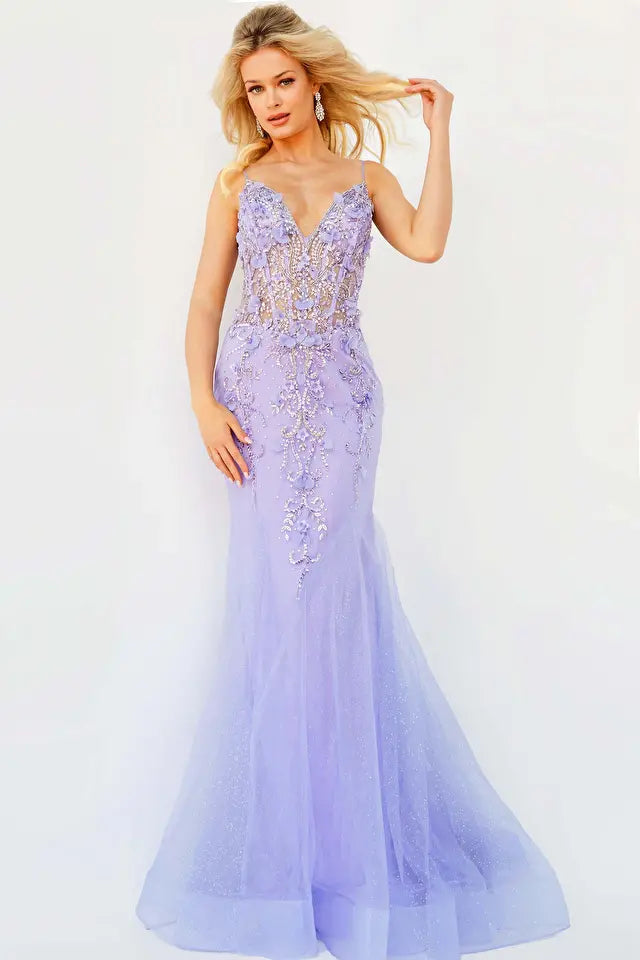 Plunging Neck Mermaid Prom Dress By Jovani -05839