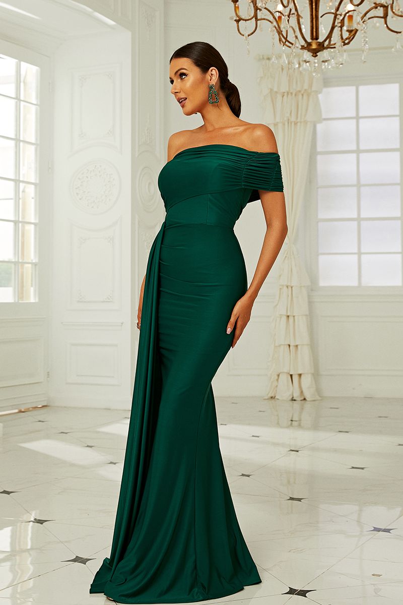 Azina -XH2158 Fitted Ruched Satin Strapless Gown