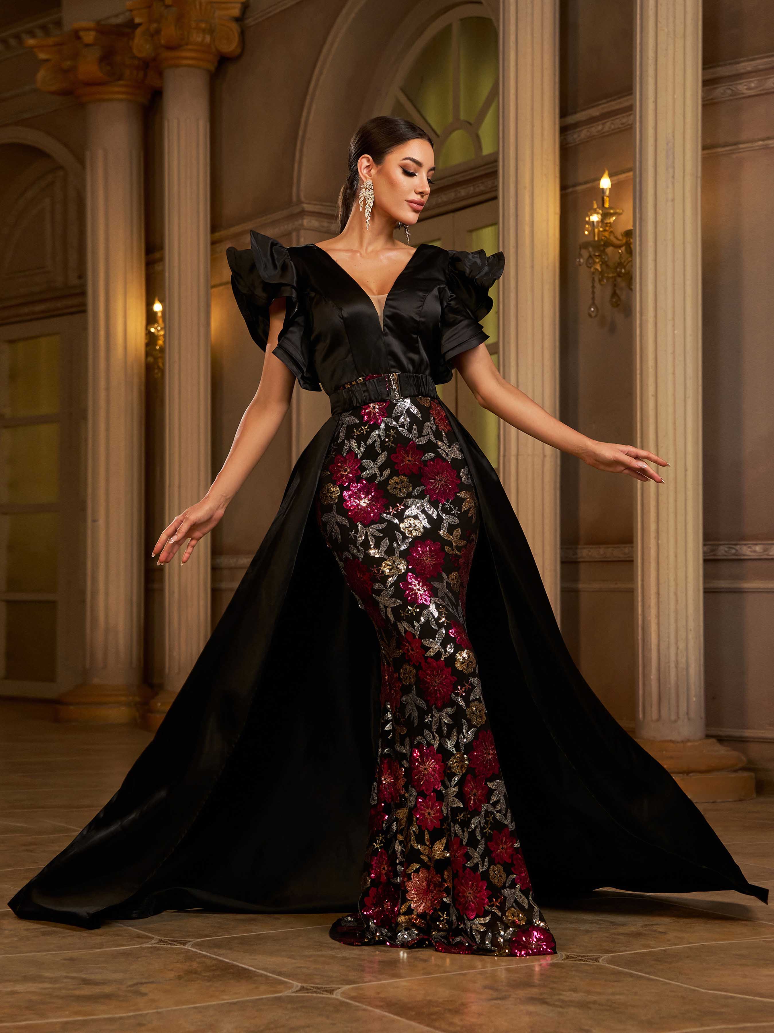 Azina -RX70115 Plung A-line Long Gown