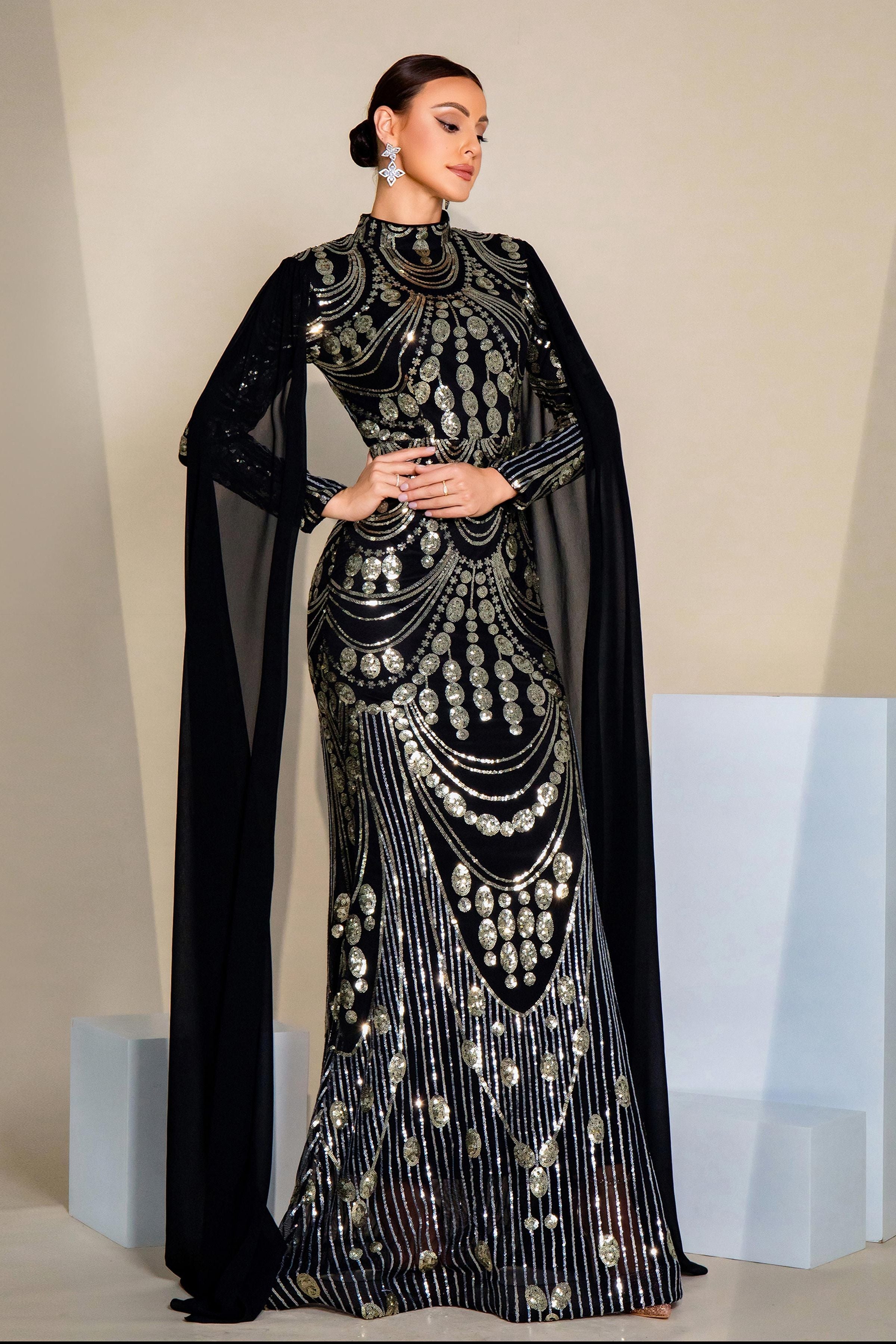 Azina -MES00614 High Neck Sequin Mermaid Evening Formal Dress