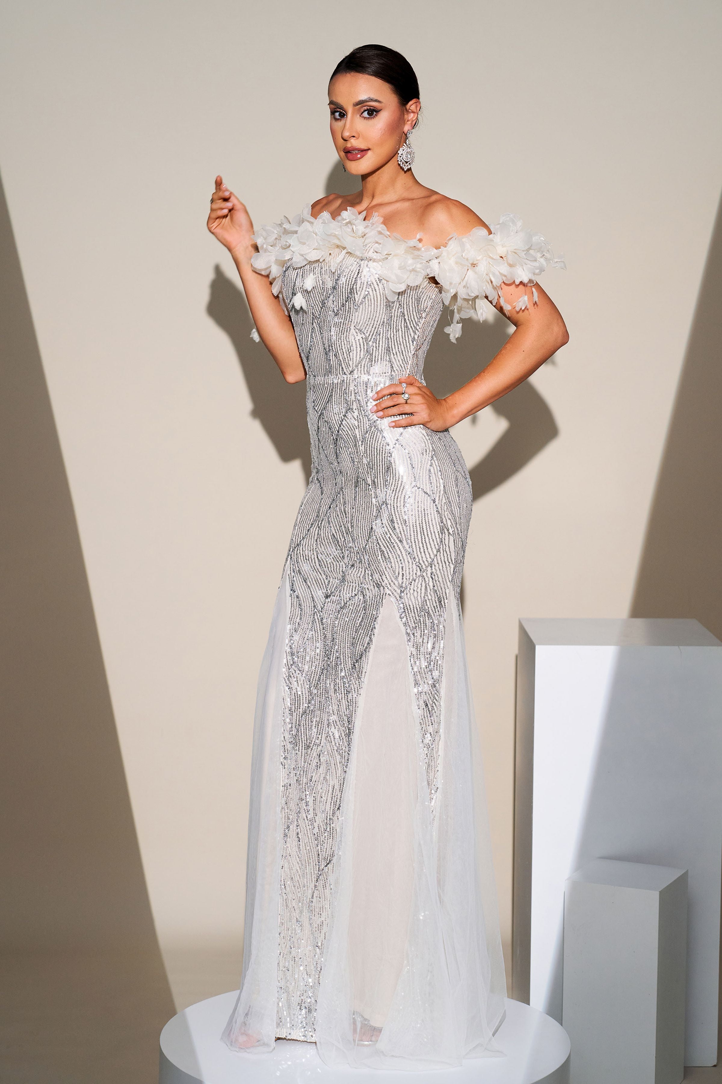 Azina -RJ11867 Floral Strapless Mermaid Gown