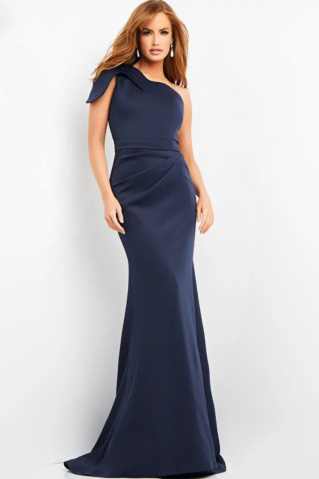 One Shoulder Ruched Evening Dress By Jovani -06753B