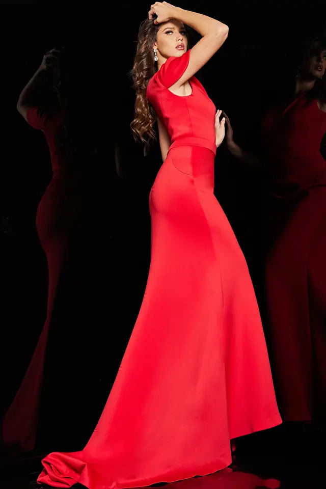 One Shoulder Ruched Evening Dress By Jovani -06753B