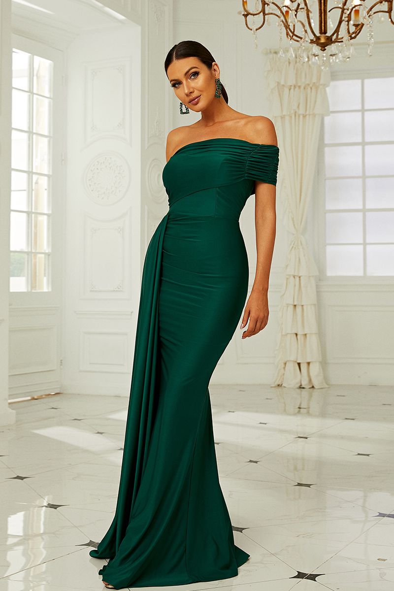 Azina -XH2158 Fitted Ruched Satin Strapless Gown