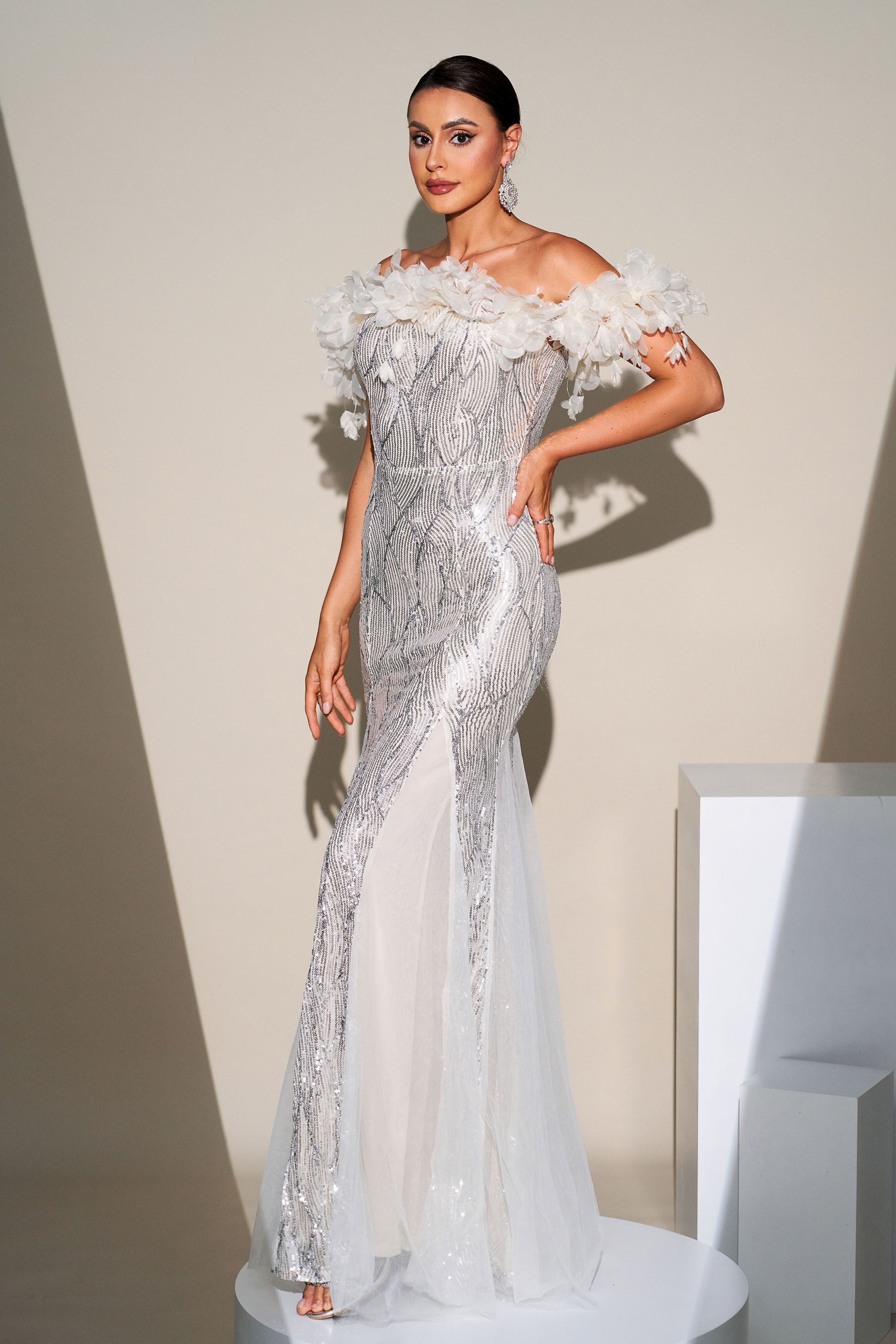 Azina -RJ11867 Floral Strapless Mermaid Gown