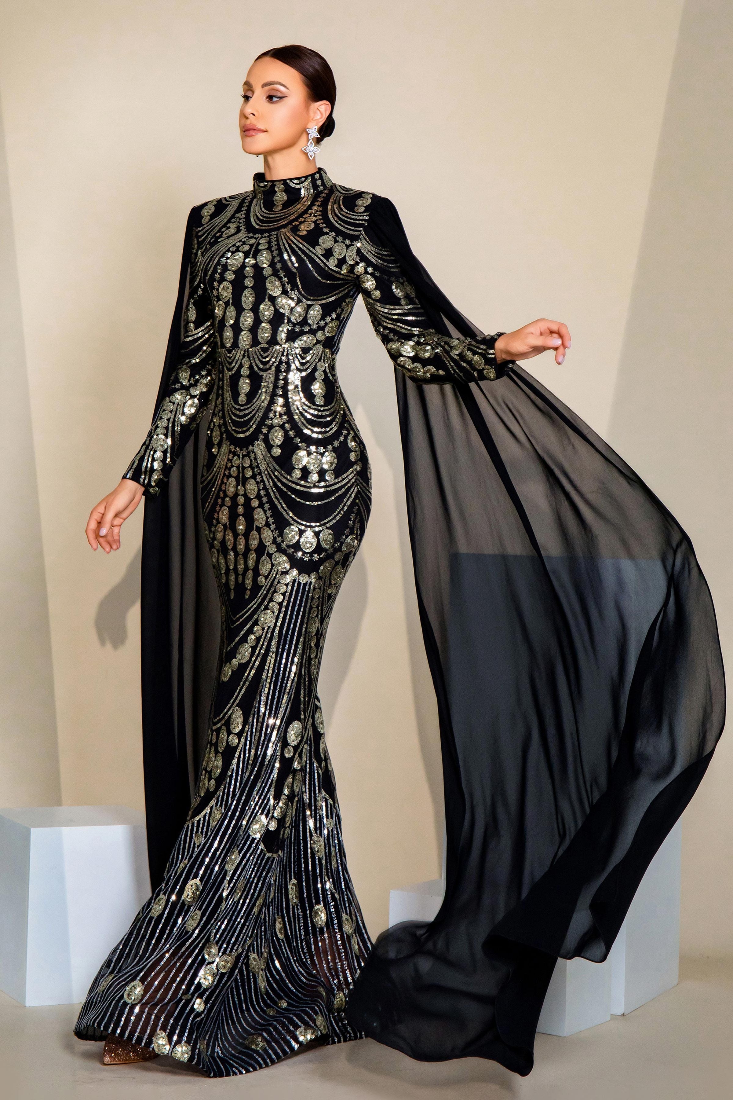 Azina -MES00614 High Neck Sequin Mermaid Evening Formal Dress