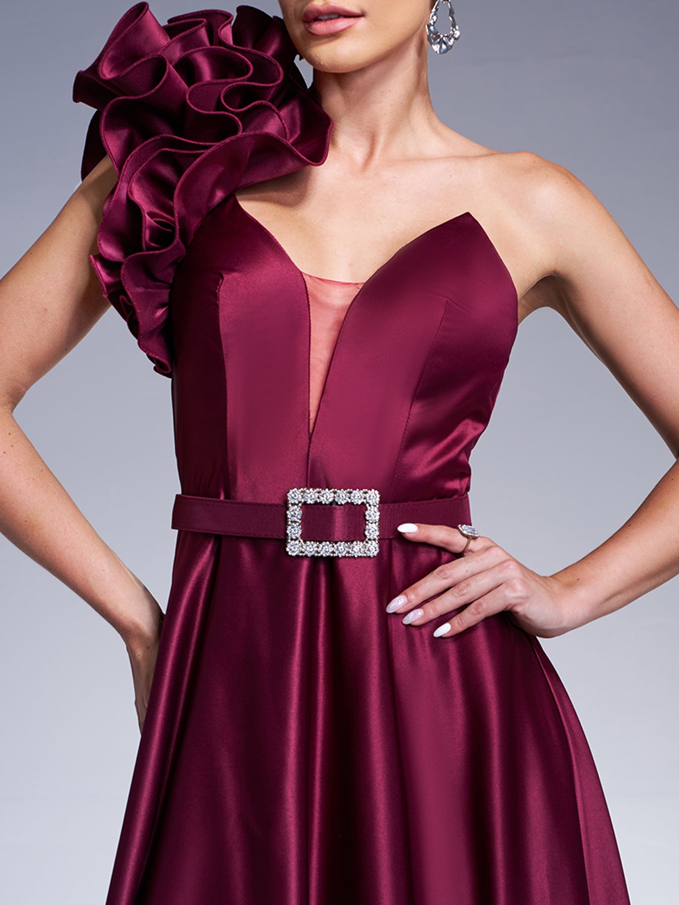 Azina -RJ12022 One Shoulder V-neck A-line Gown