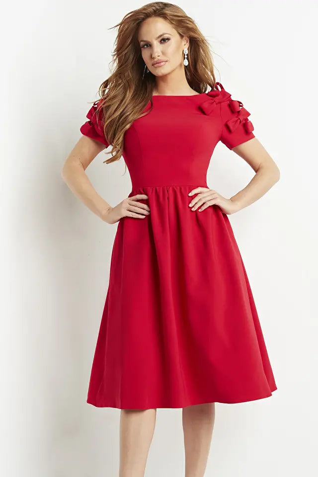 Jovani -07012 Short Sleeve A-Line Prom Dress