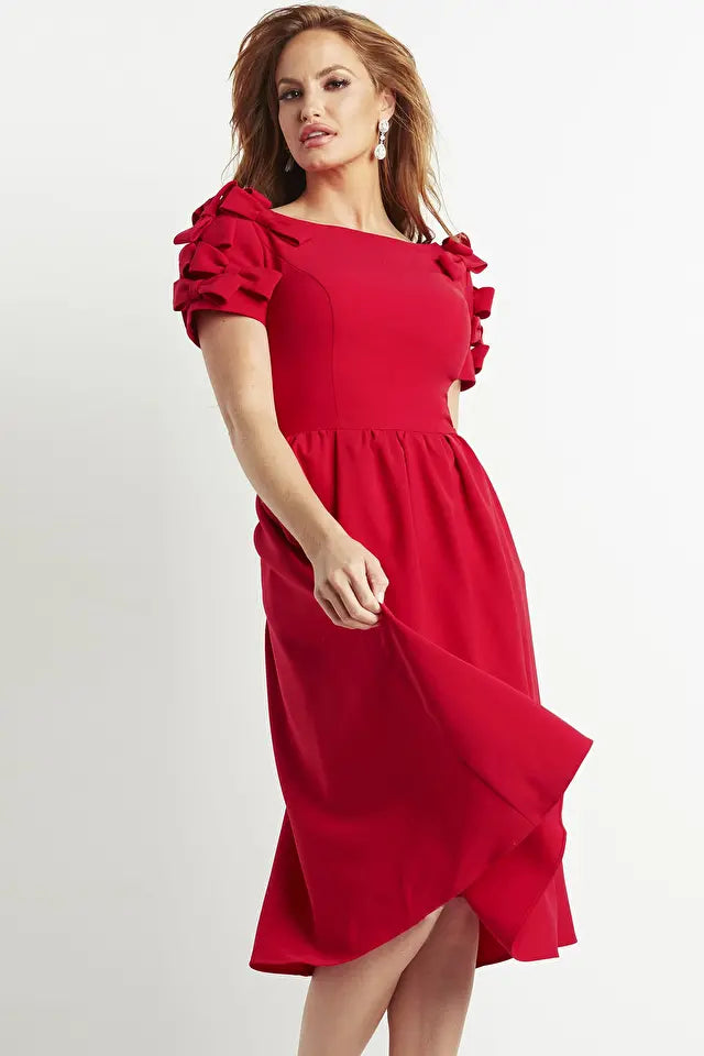 Jovani -07012 Short Sleeve A-Line Prom Dress