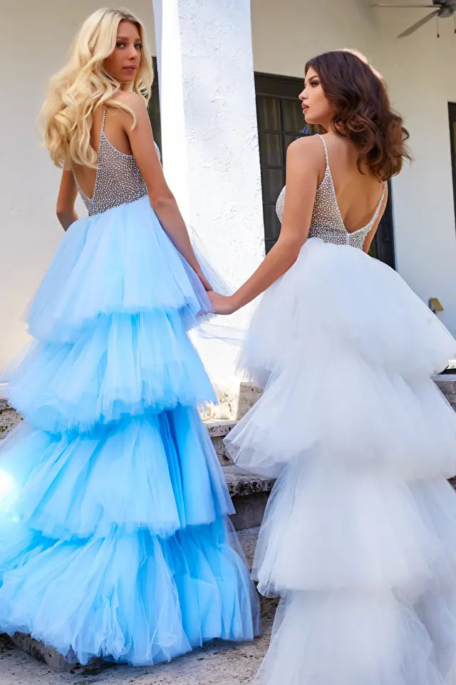 Beaded V Neck Ballgown By Jovani -07231