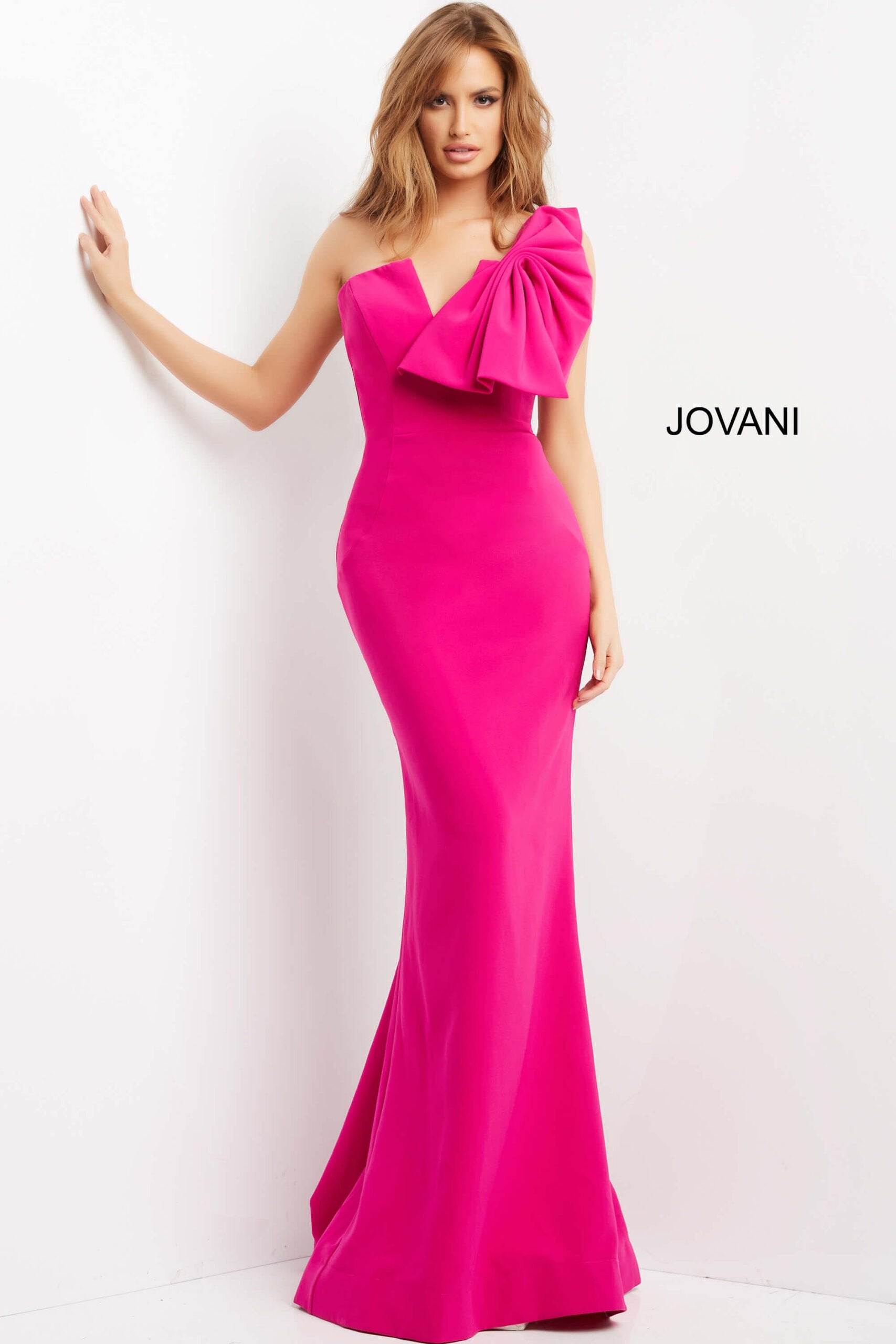 Jovani -07306B One-Sleeve Fitted Evening Dress