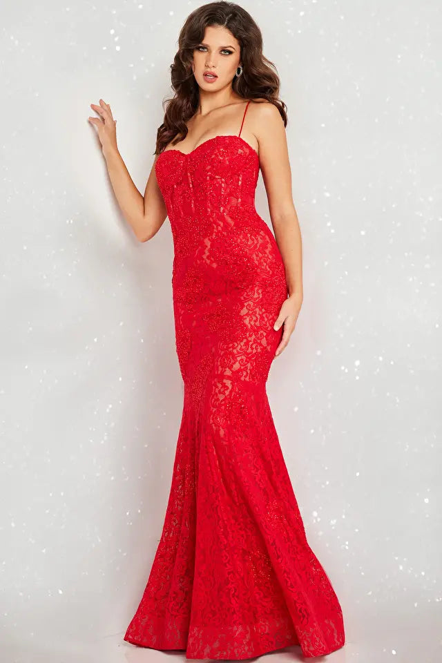 Jovani -07499B Lace Mermaid Prom Dress