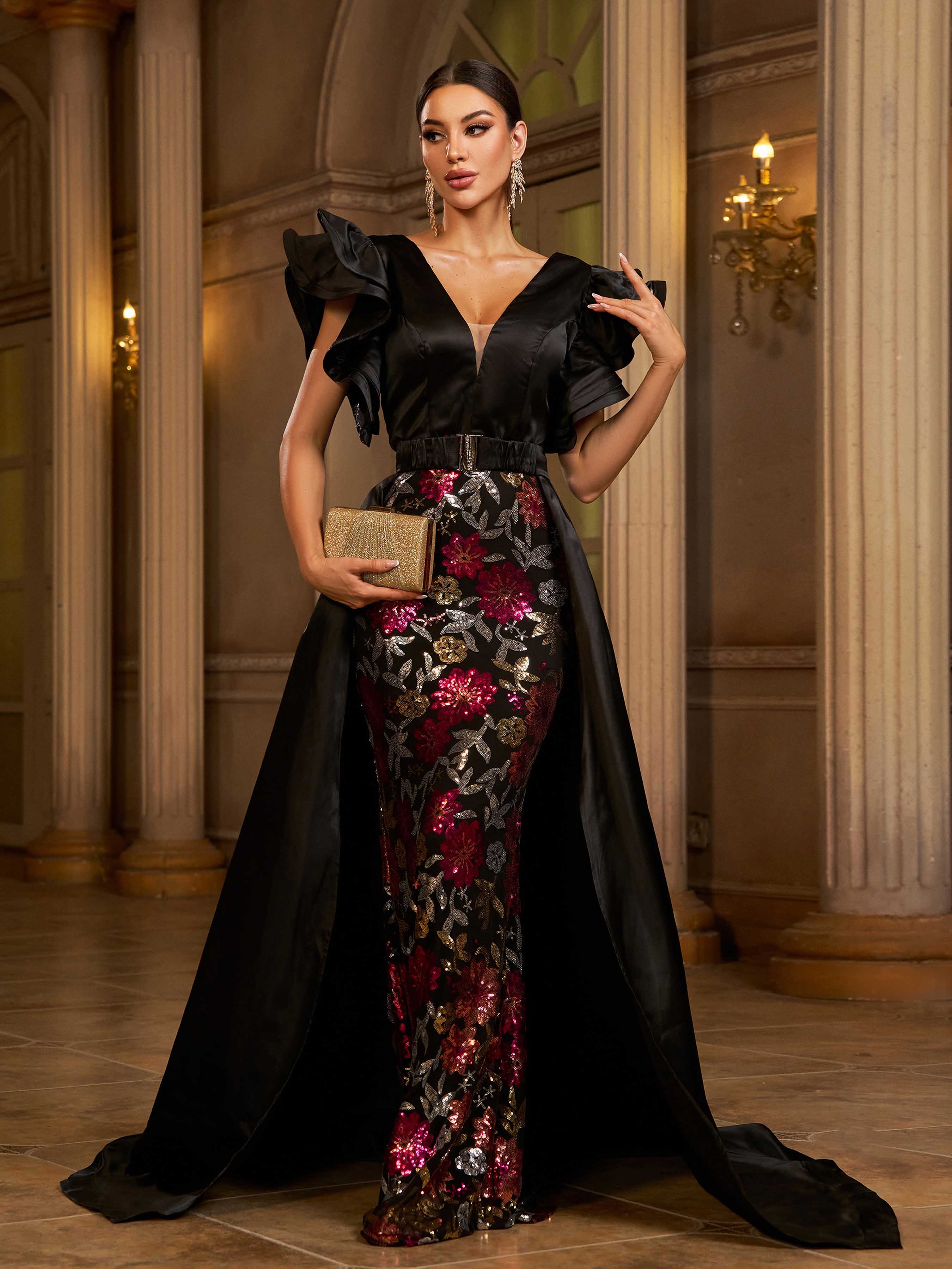 Azina -RX70115 Plung A-line Long Gown