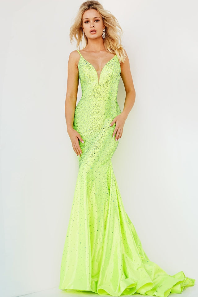Fully Embellished Open Back Prom Dress By Jovani -08157B